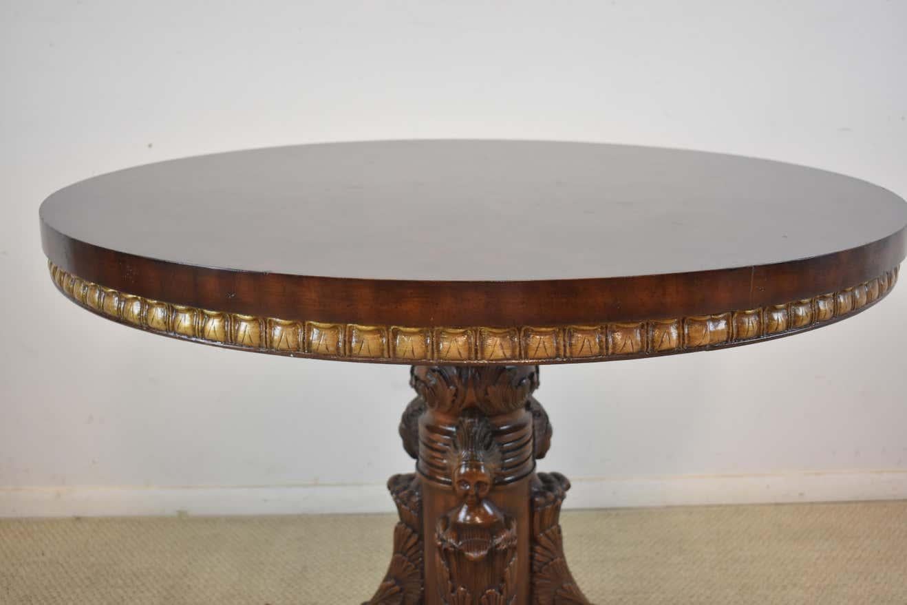 Maitland Smith Chippendale Round Mahogany Centre Table with Ball and Claw Feet In Good Condition In Toledo, OH