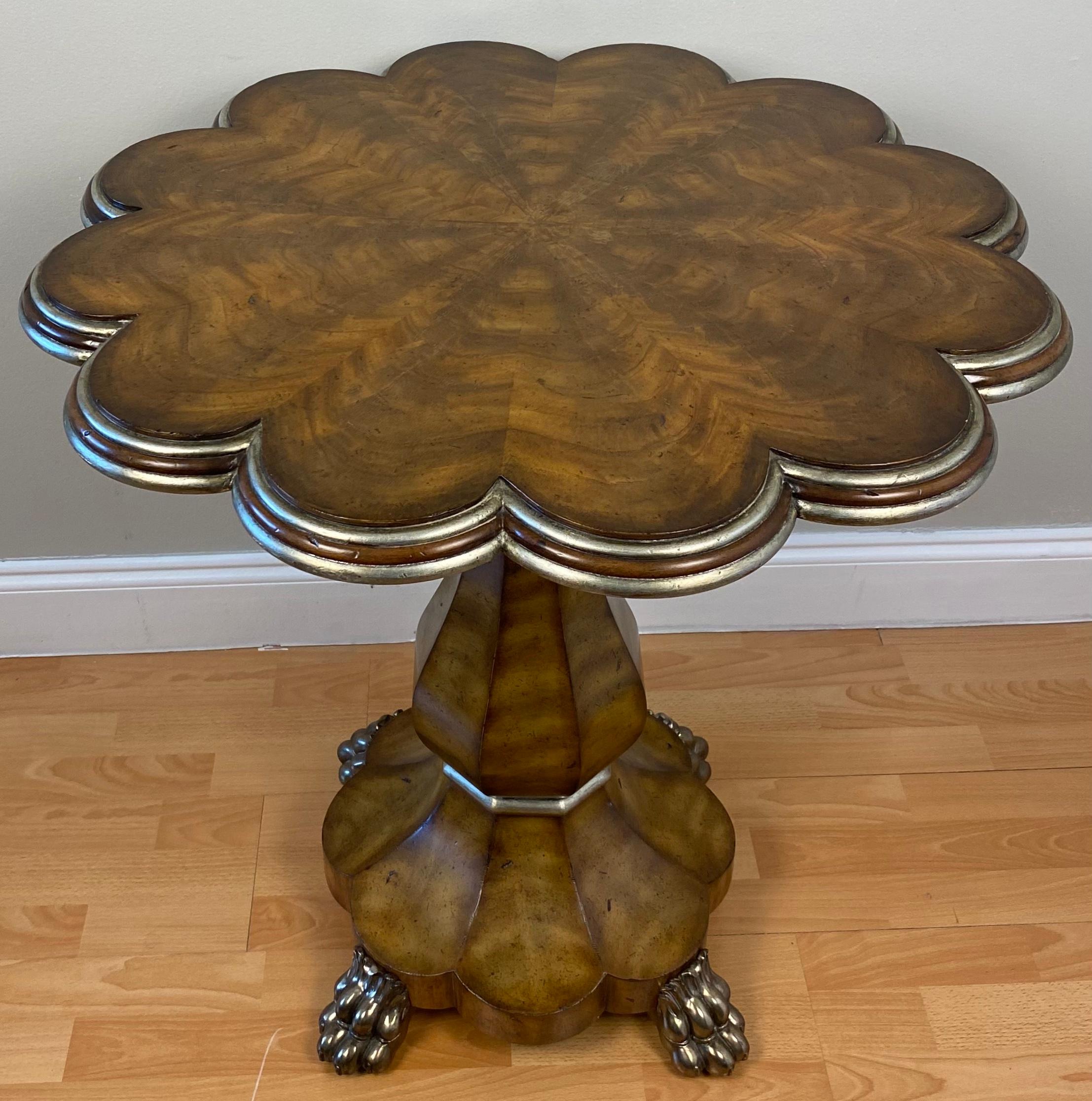 Maitland Smith Chippendale Style Burl Mahogany Center or Side Table Claw Feet For Sale 5