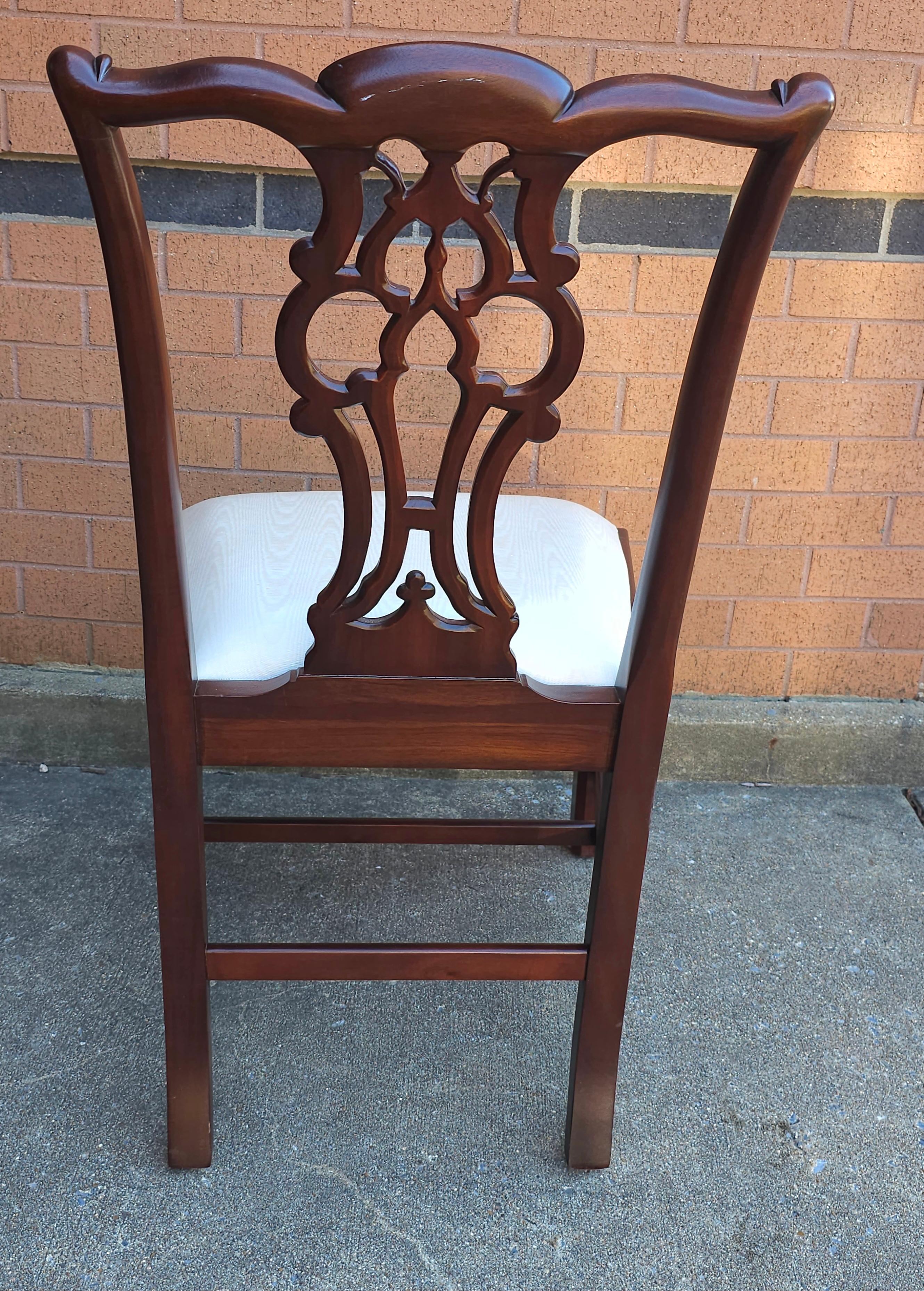 Maitland Smith Chippendale Style Carved Mahogany and Upholstered Side Chair For Sale 2