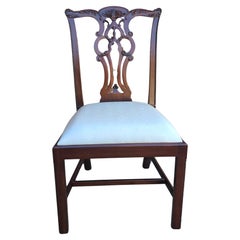 Maitland Smith Chippendale Style Carved Mahogany and Upholstered Side Chair