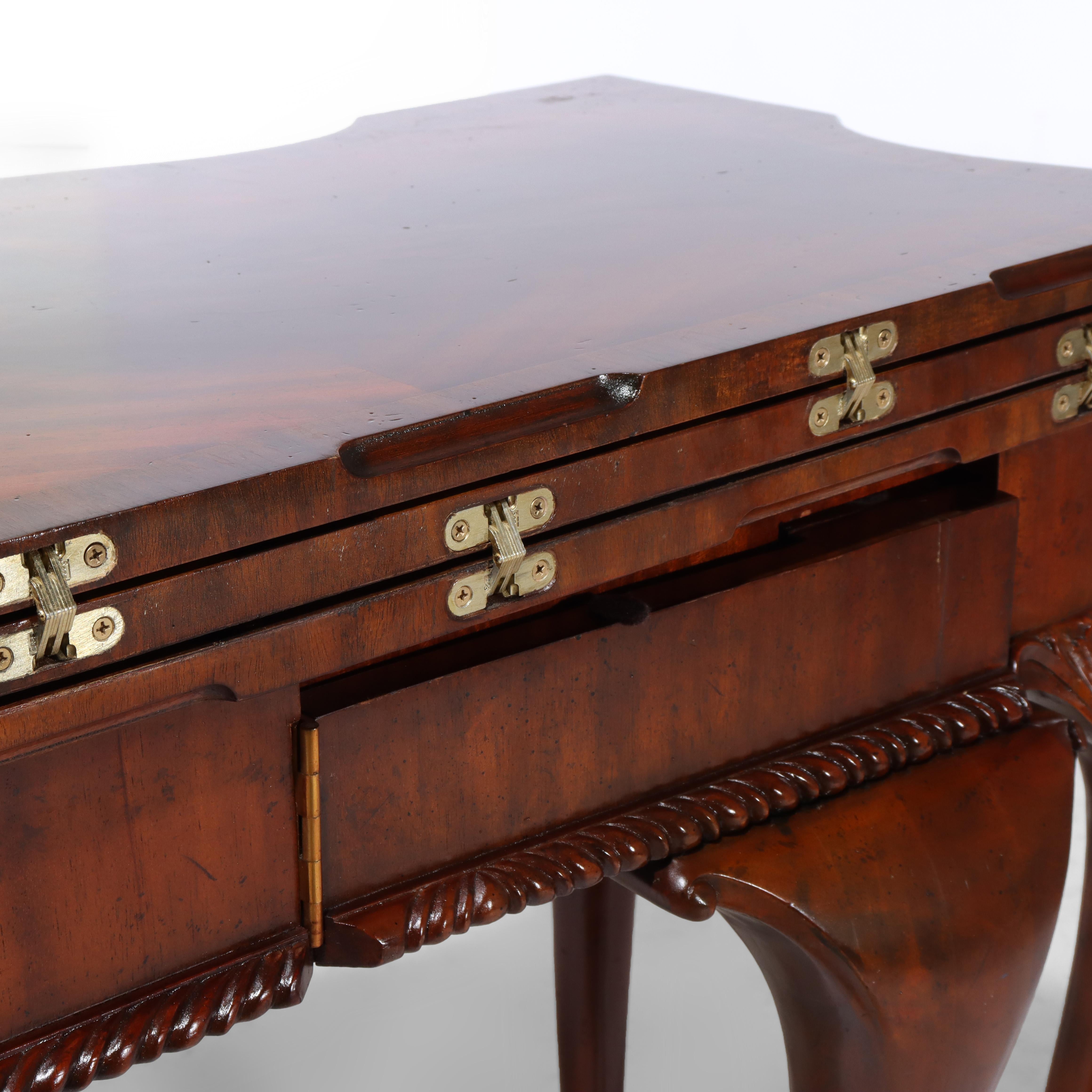 Maitland Smith Table de jeu en acajou sculpté de style Chippendale avec pieds griffes en vente 12