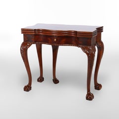 Maitland Smith Chippendale Style Carved Mahogany Game Table With Claw Feet