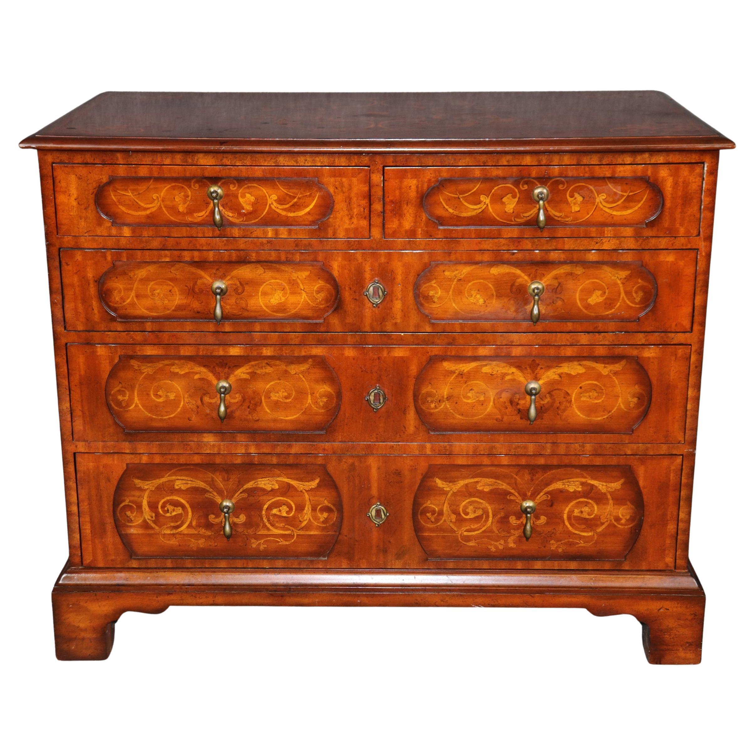 Maitland Smith Chippendale Style Five Drawer Commode Chest of Drawers
