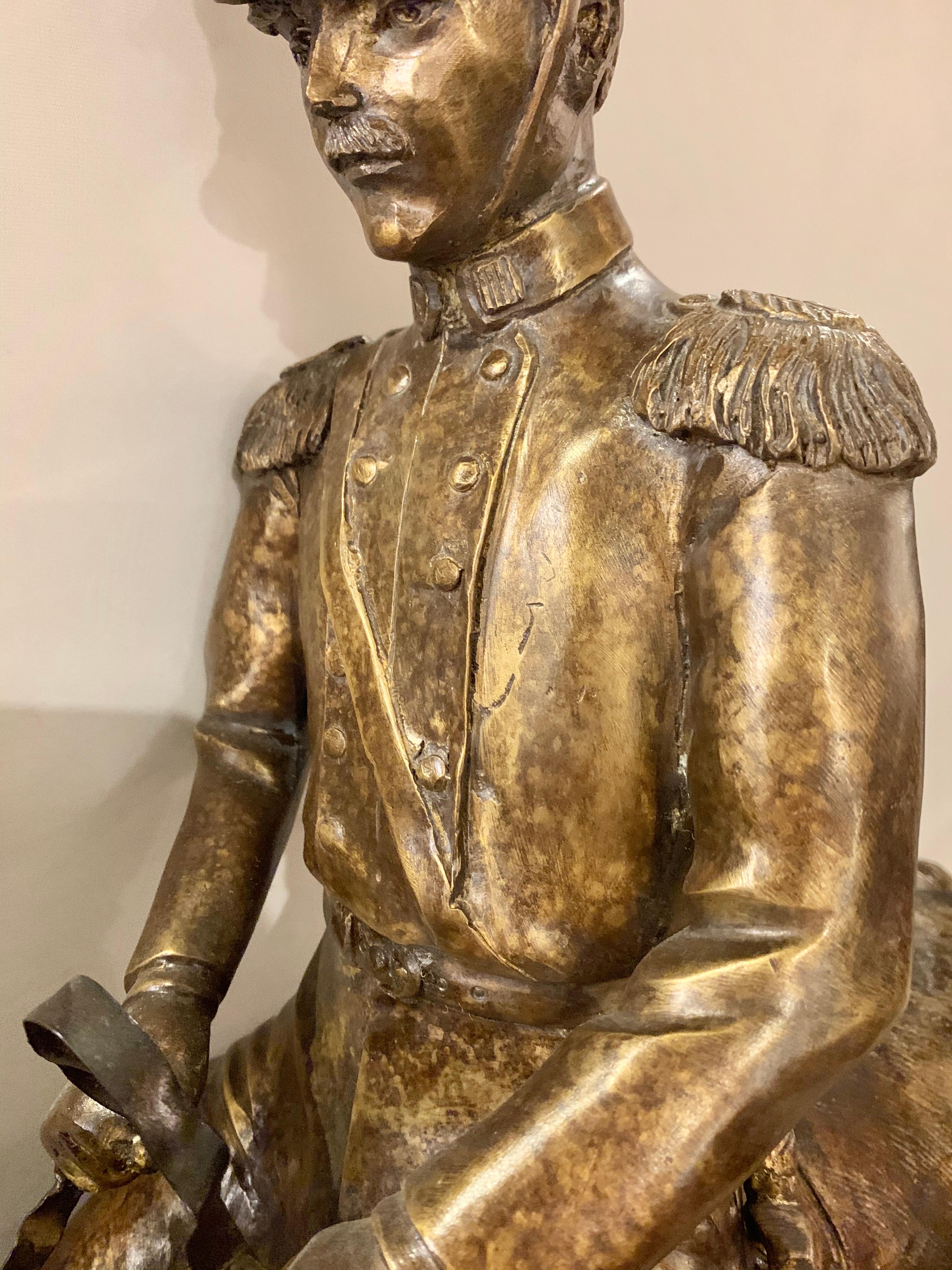 Maitland Smith Civil War Sculpture, General on Horse, Complete Three-Drawer Box In Good Condition In Stamford, CT