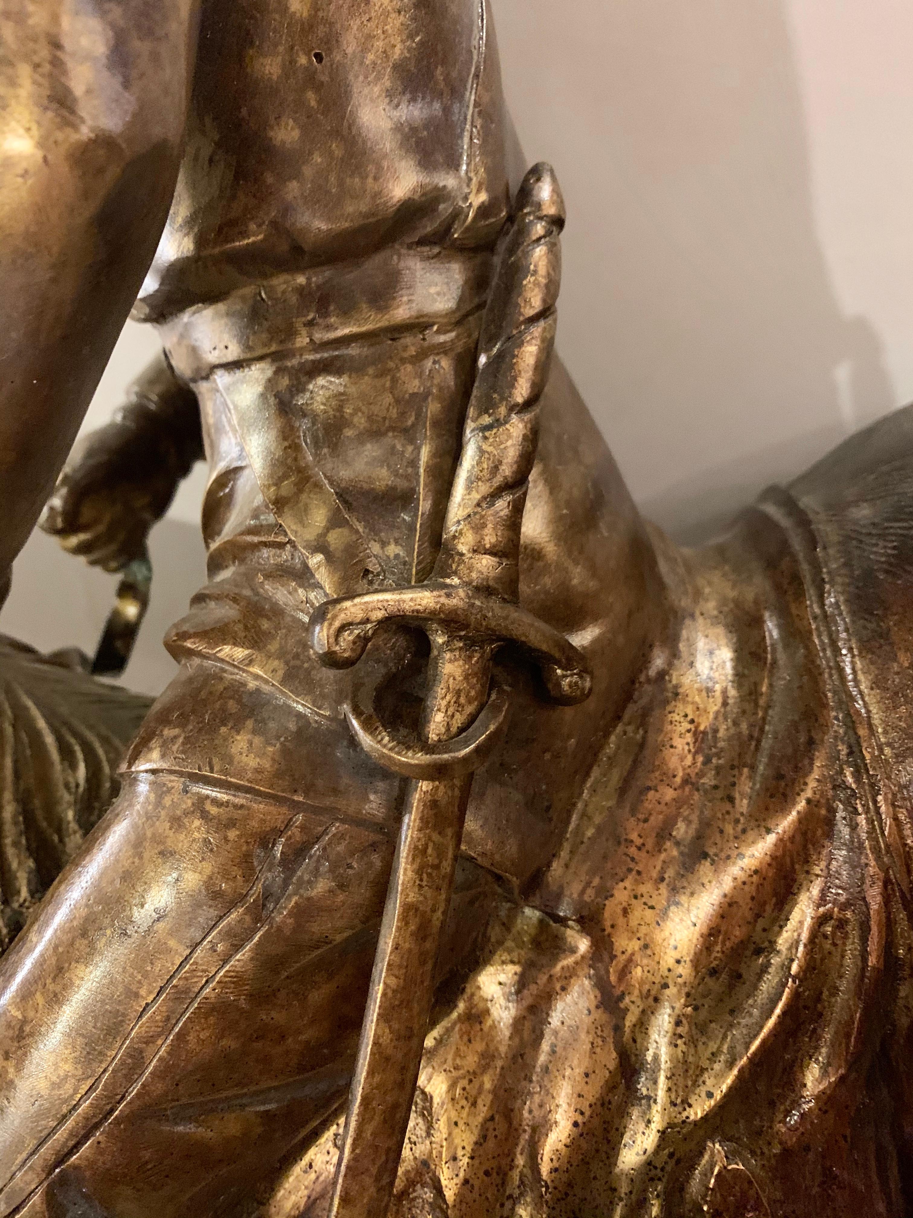 Metal Maitland Smith Civil War Sculpture, General on Horse, Complete Three-Drawer Box