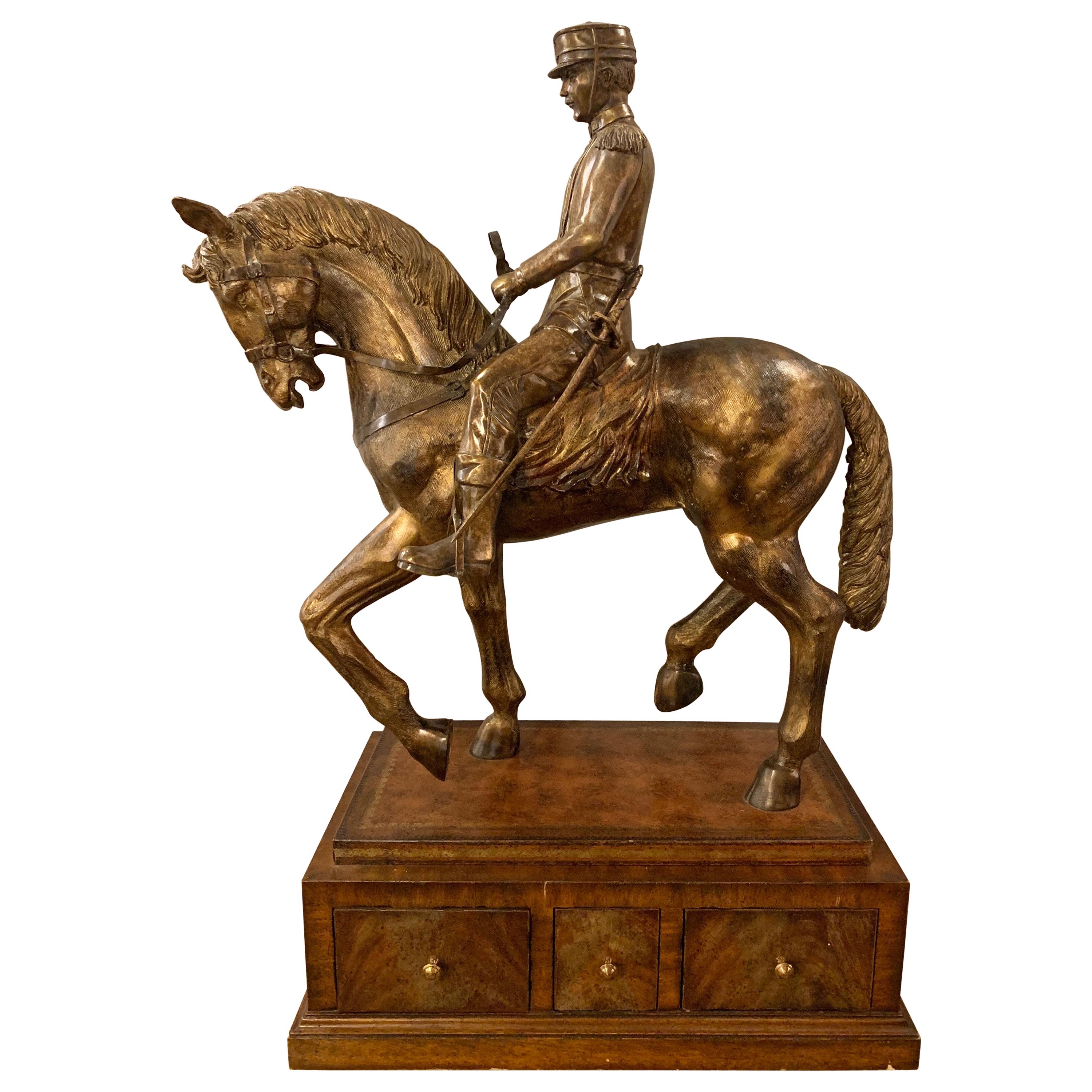 Maitland Smith Civil War Sculpture, General on Horse, Complete Three-Drawer Box