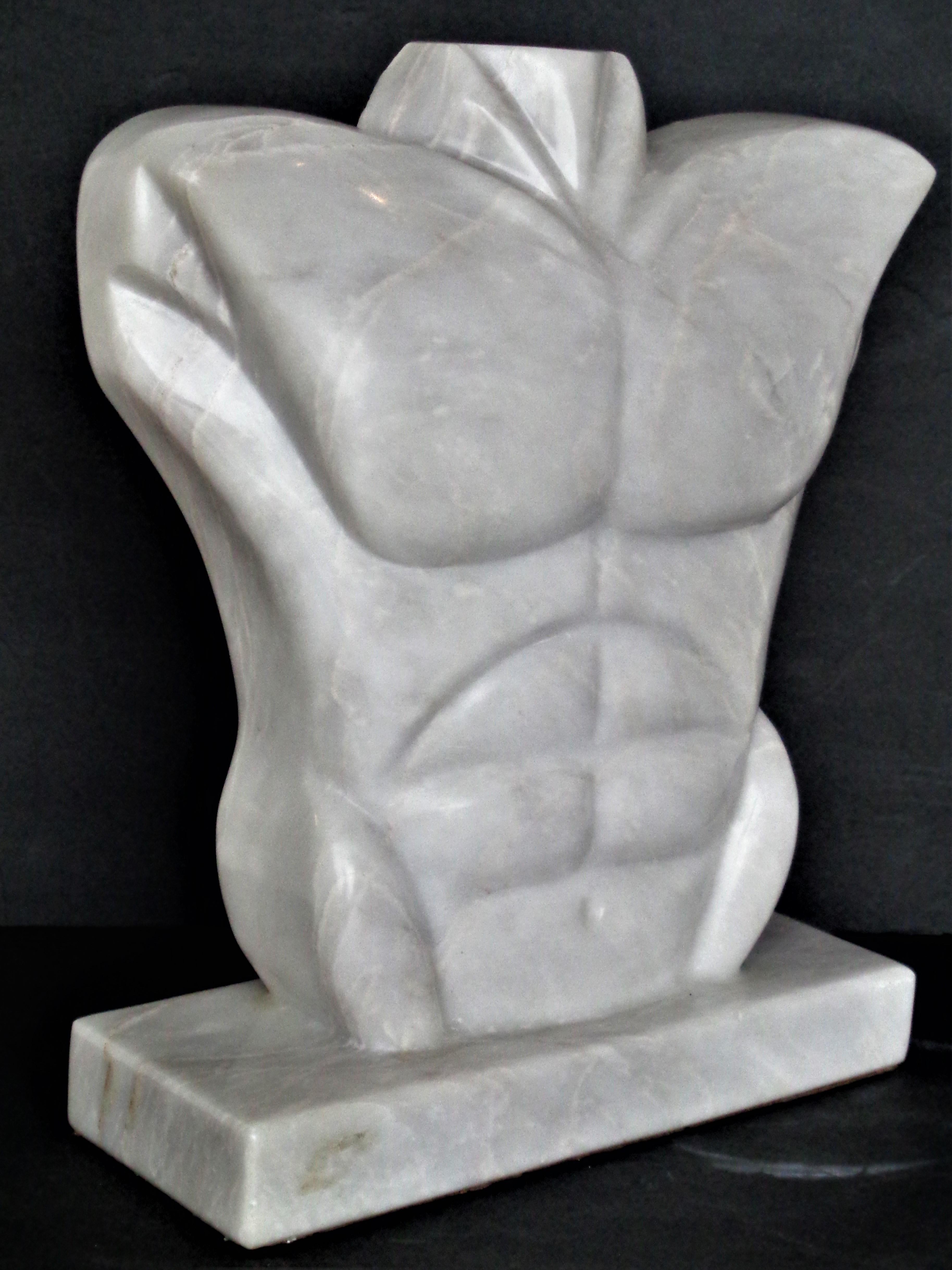 Hand-Crafted Maitland Smith Male Torso Marble Sculpture, Circa 1980