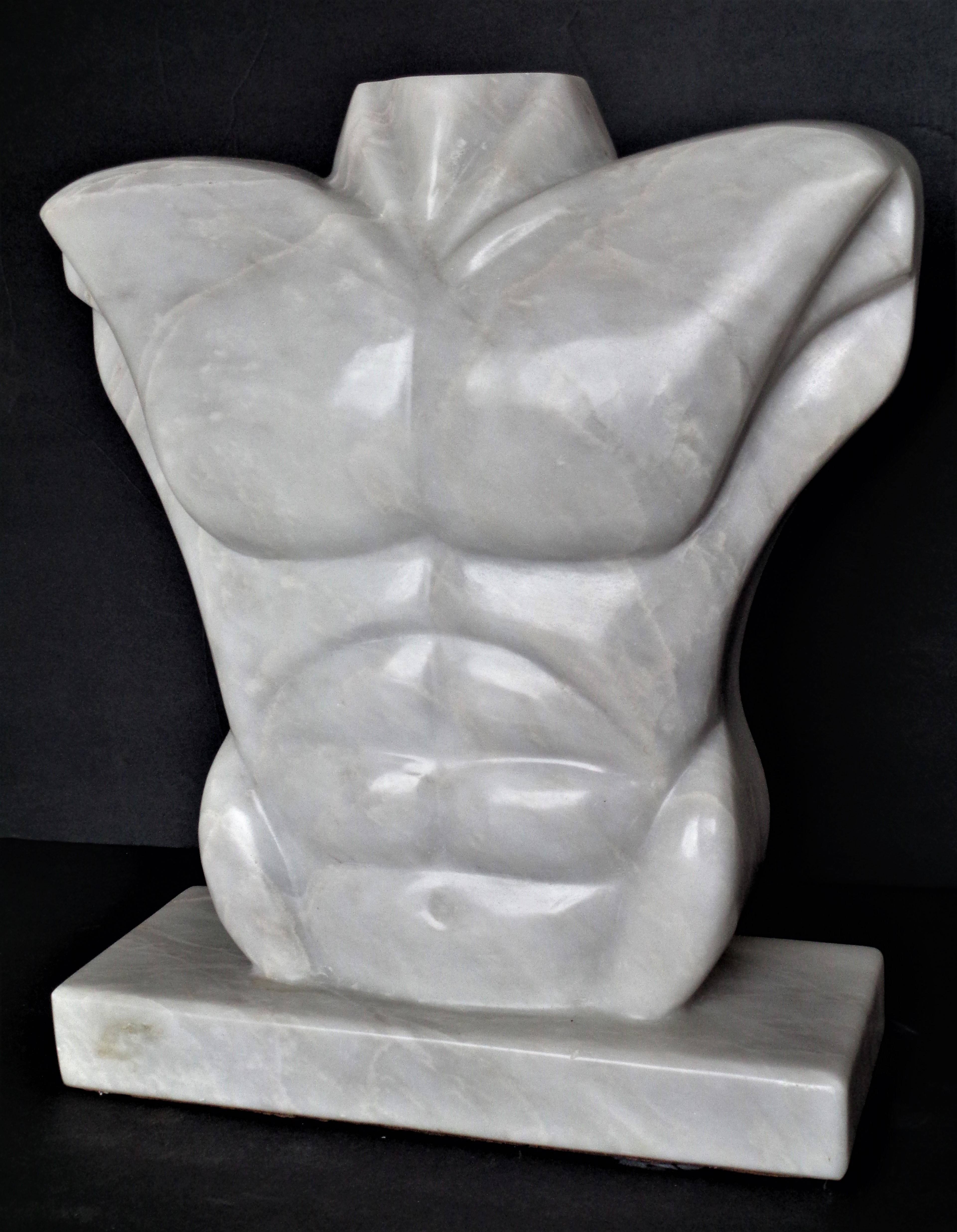 20th Century Maitland Smith Male Torso Marble Sculpture, Circa 1980