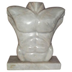 Maitland Smith Classical Male Torso Marble Sculpture, Circa 1980