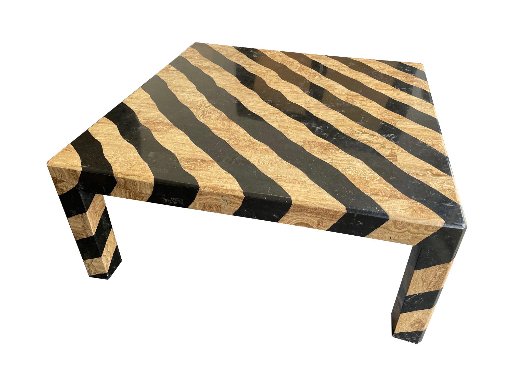 Maitland Smith Coffee Table with Tessellated Marble Zebra Pattern Finish 4
