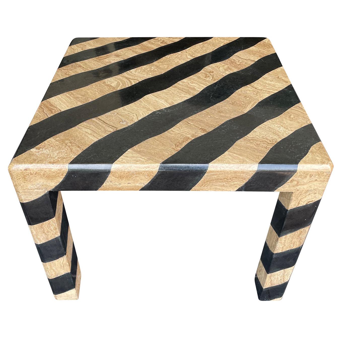 Maitland Smith Coffee Table with Tessellated Marble Zebra Pattern Finish