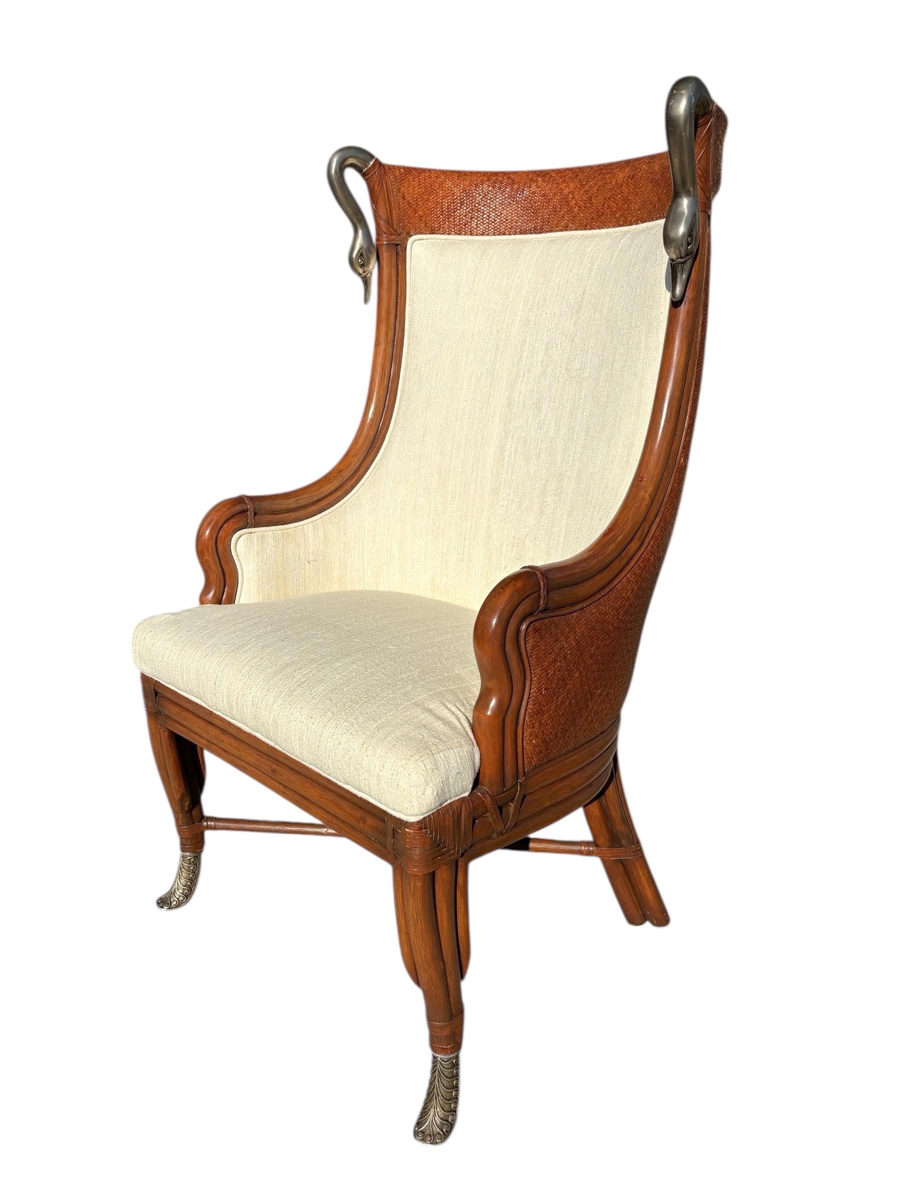 Colonial britannique Maitland Smith Colonial Wingback Swan Chairs, set of 4 en vente