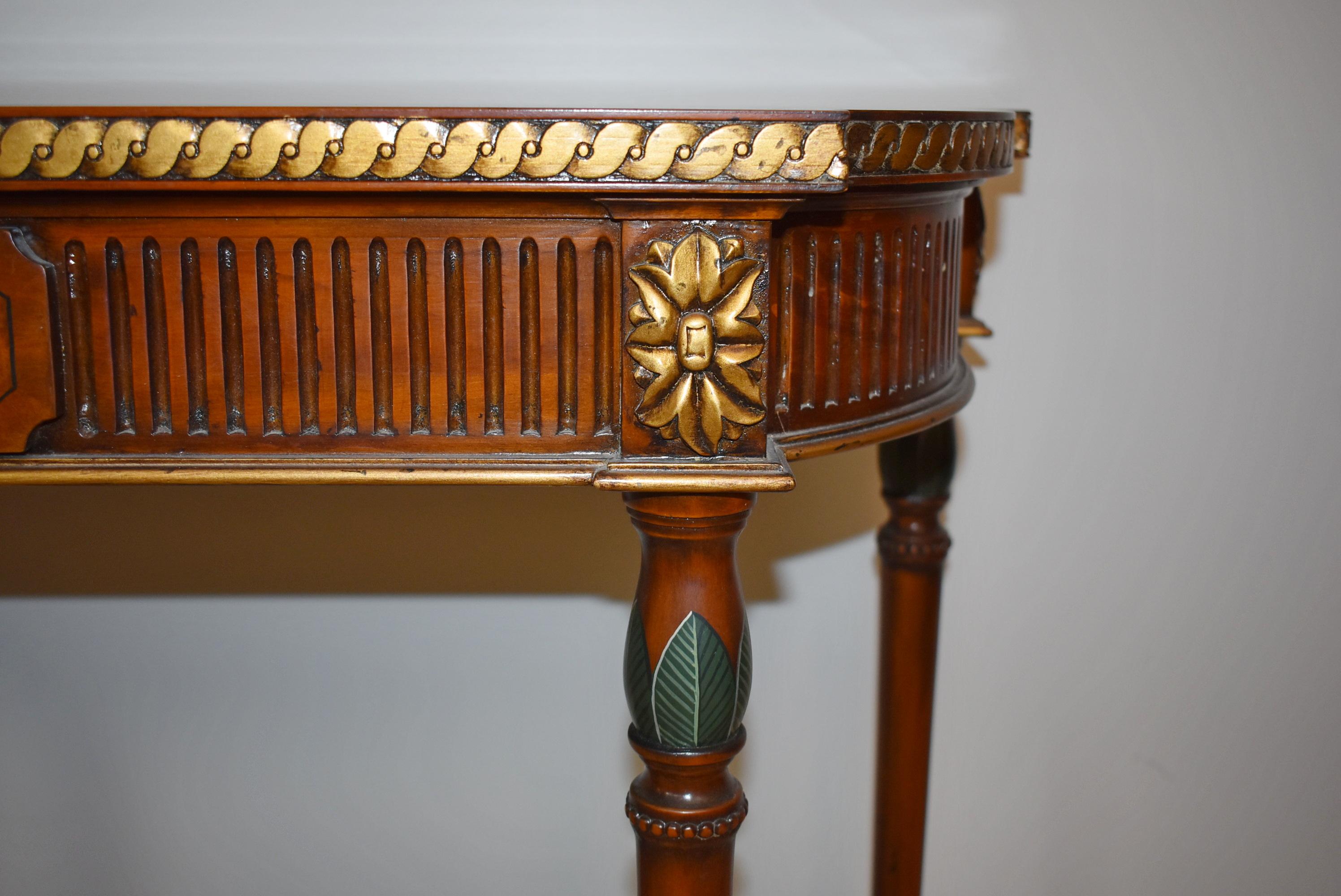 Maitland, Smith Console Table Hand Painted Details In Good Condition In Toledo, OH