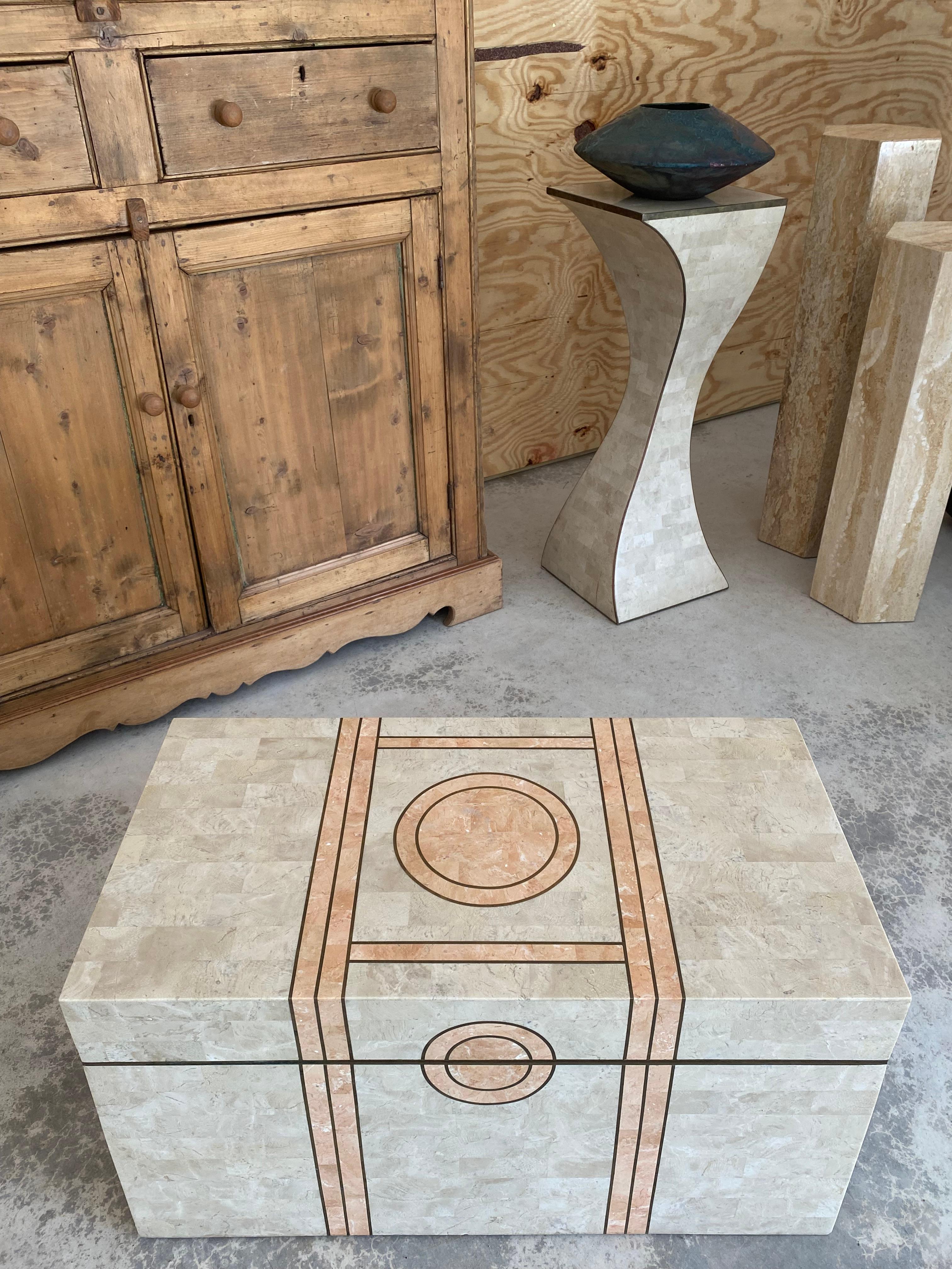 Hand-Crafted Maitland Smith Coral Trunk with Brass Trim For Sale