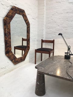 Maitland-Smith Crackled Pen Shell Veneer Octagonal Bevelled Mirror, 1986