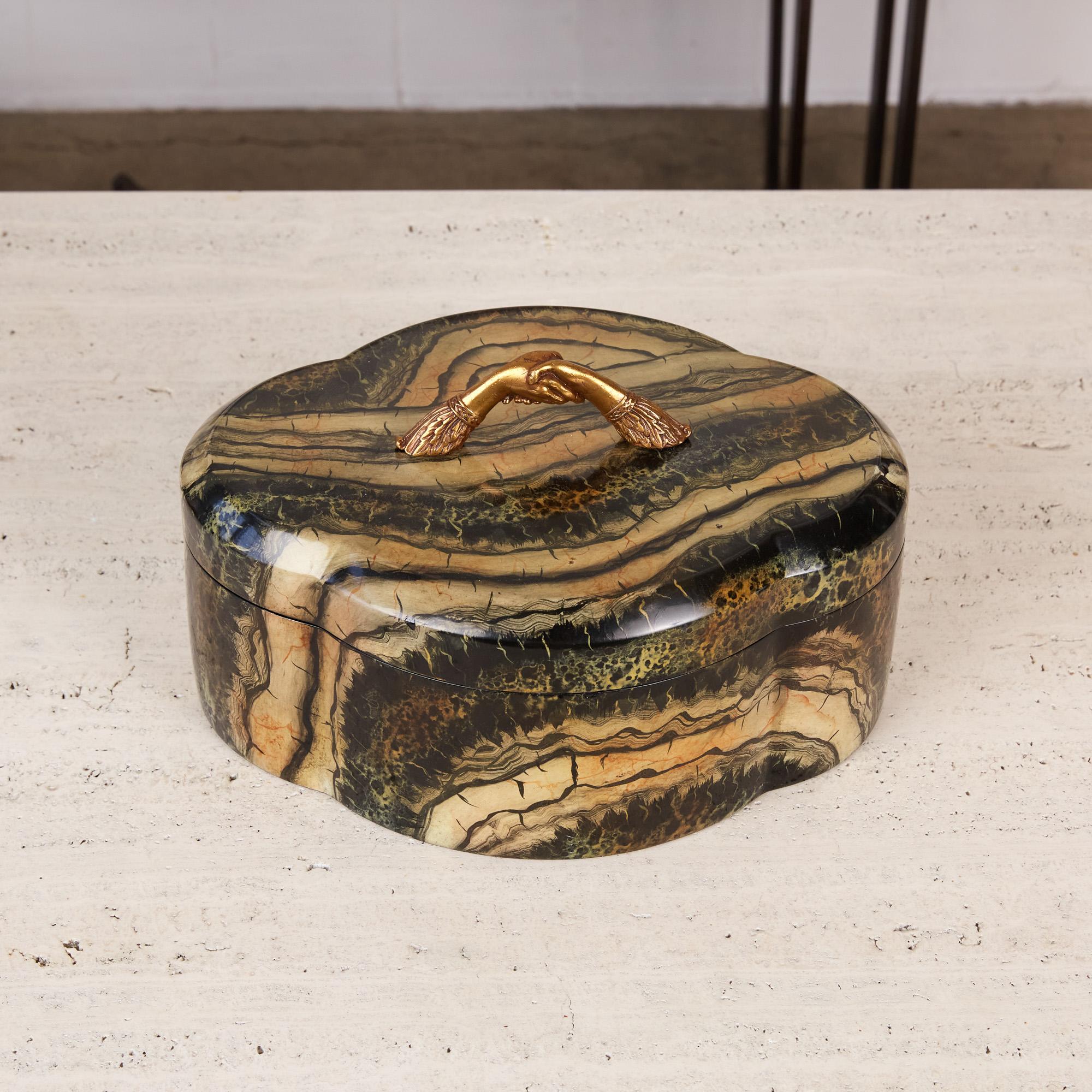 Philippine Maitland Smith Decorative Box with Brass Handle