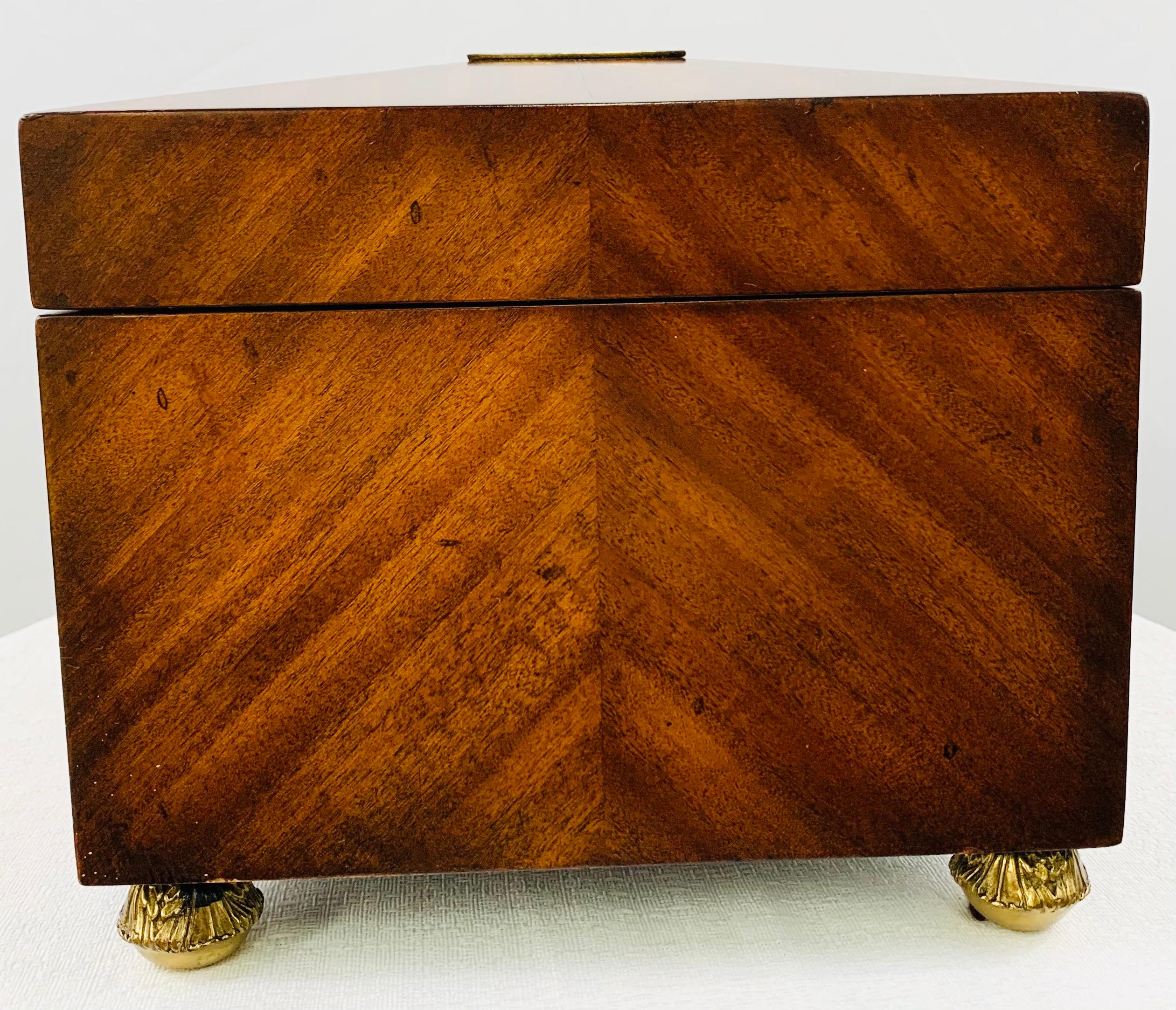 Maitland Smith Decorative Mahogany Wood Box with Brass Trim 5