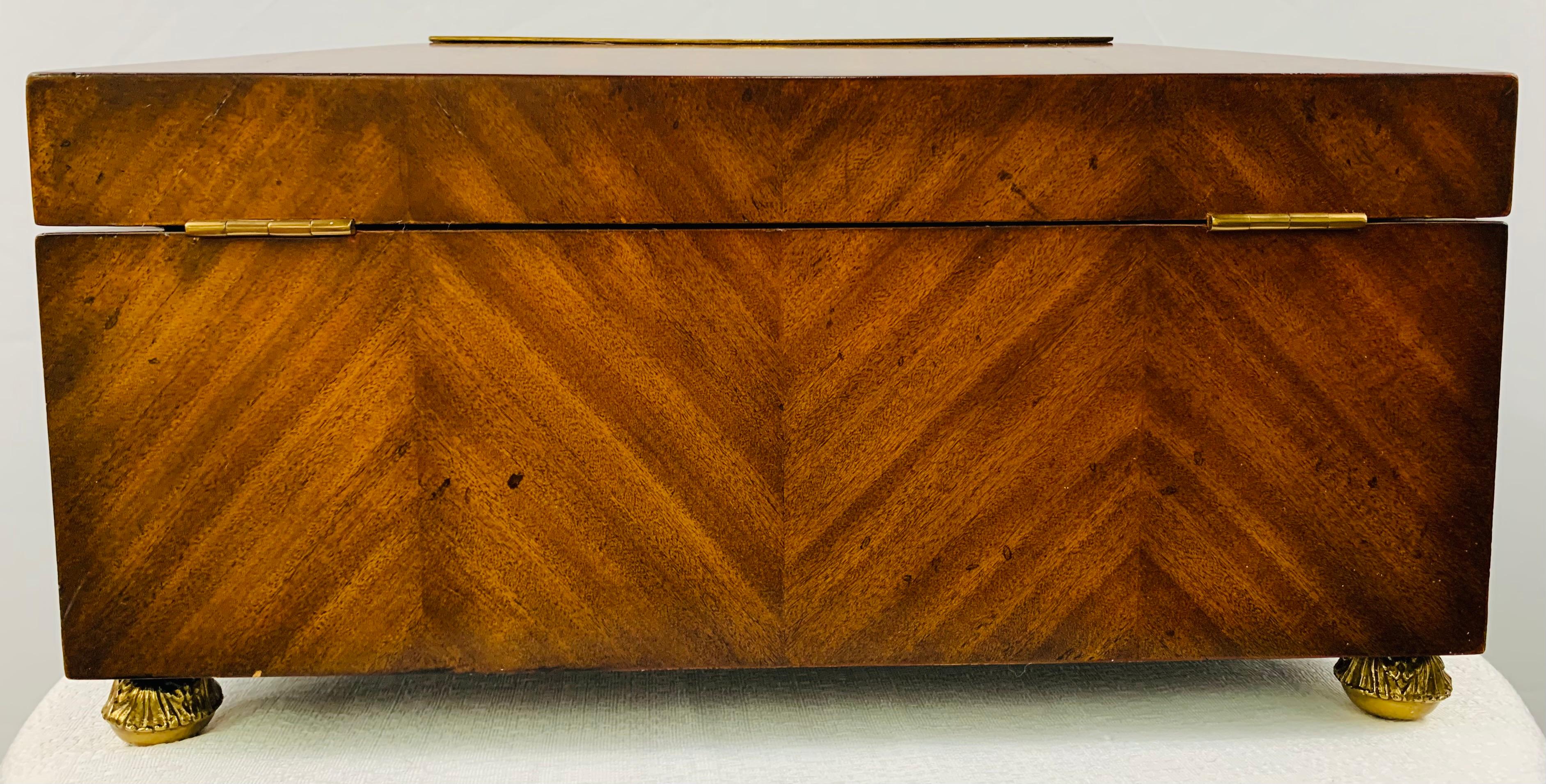 Maitland Smith Decorative Mahogany Wood Box with Brass Trim 6