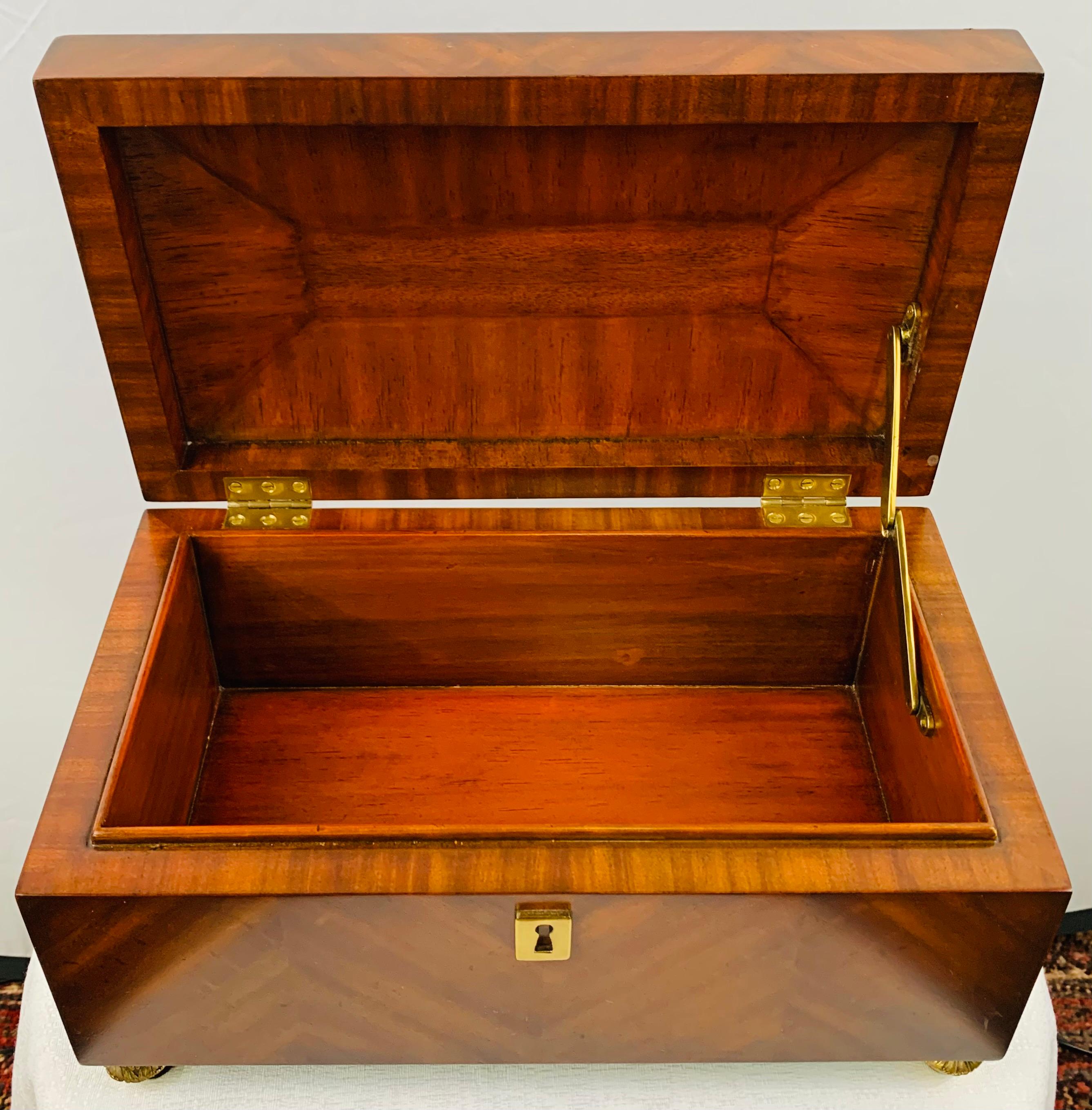 Late 20th Century Maitland Smith Decorative Mahogany Wood Box with Brass Trim