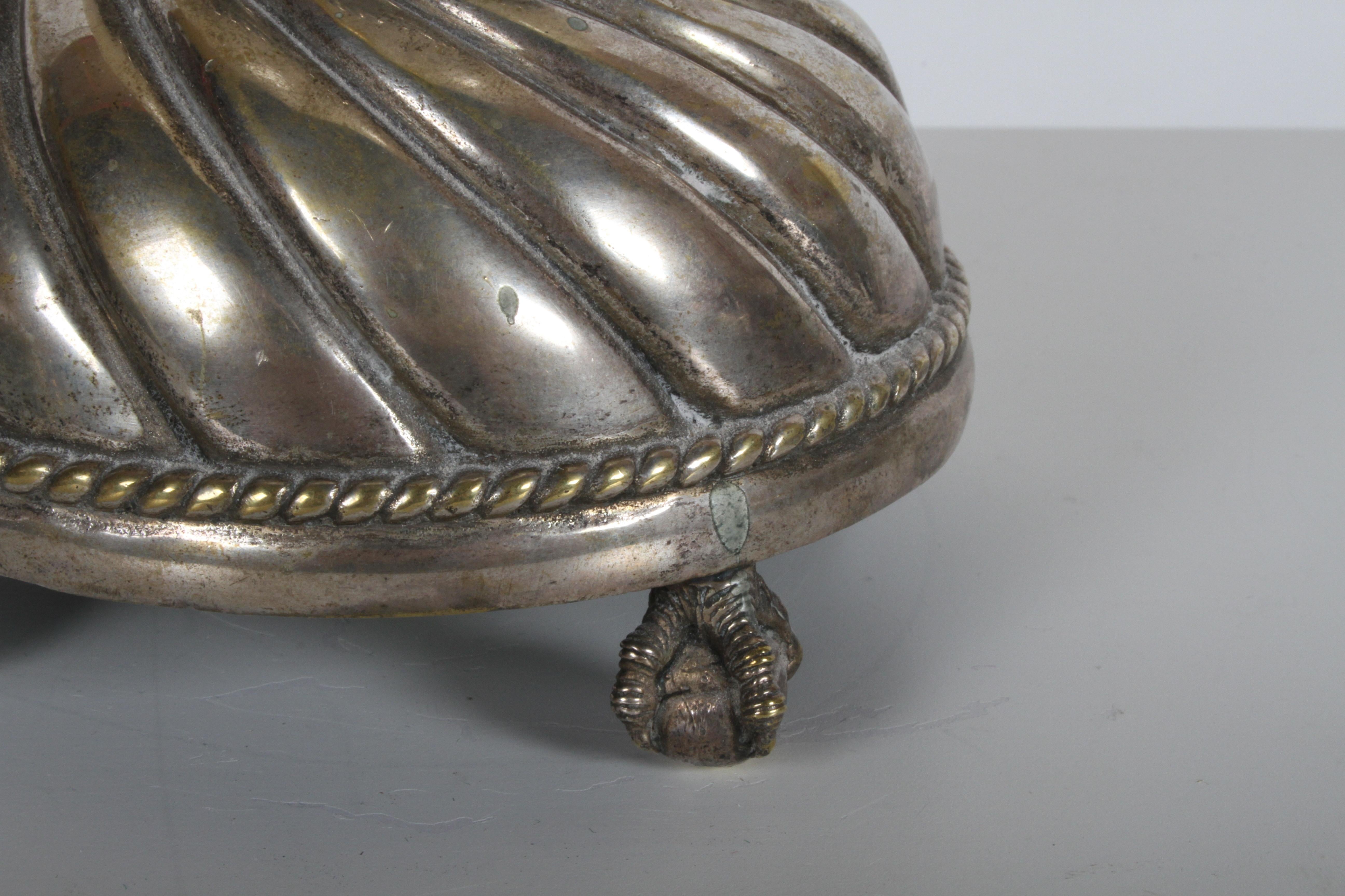 Hollywood Regency Maitland-Smith Decorative Ostrich Egg on Silverplate Base