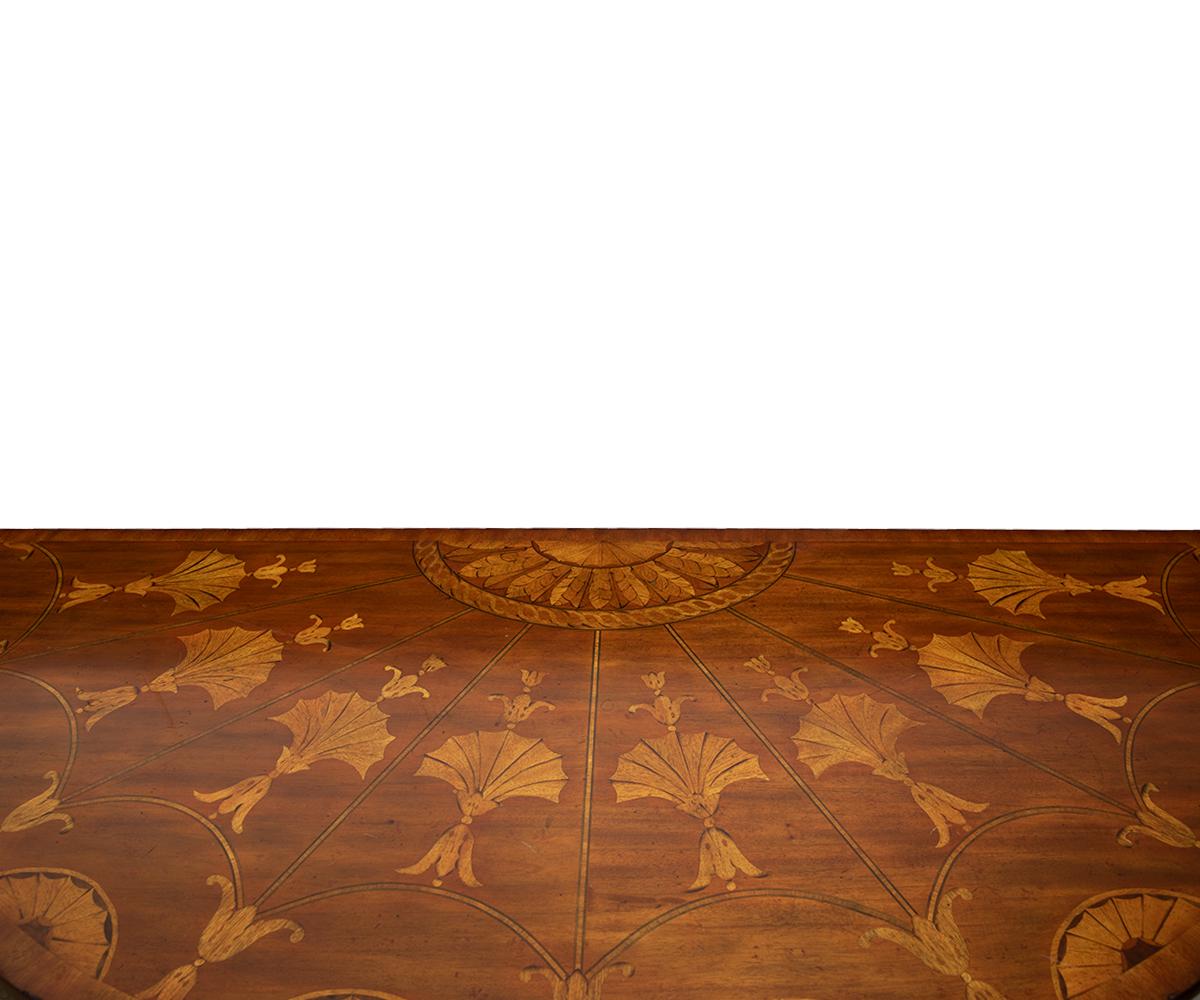 Gilt Maitland Smith Demilune Inlaid Console Table For Sale