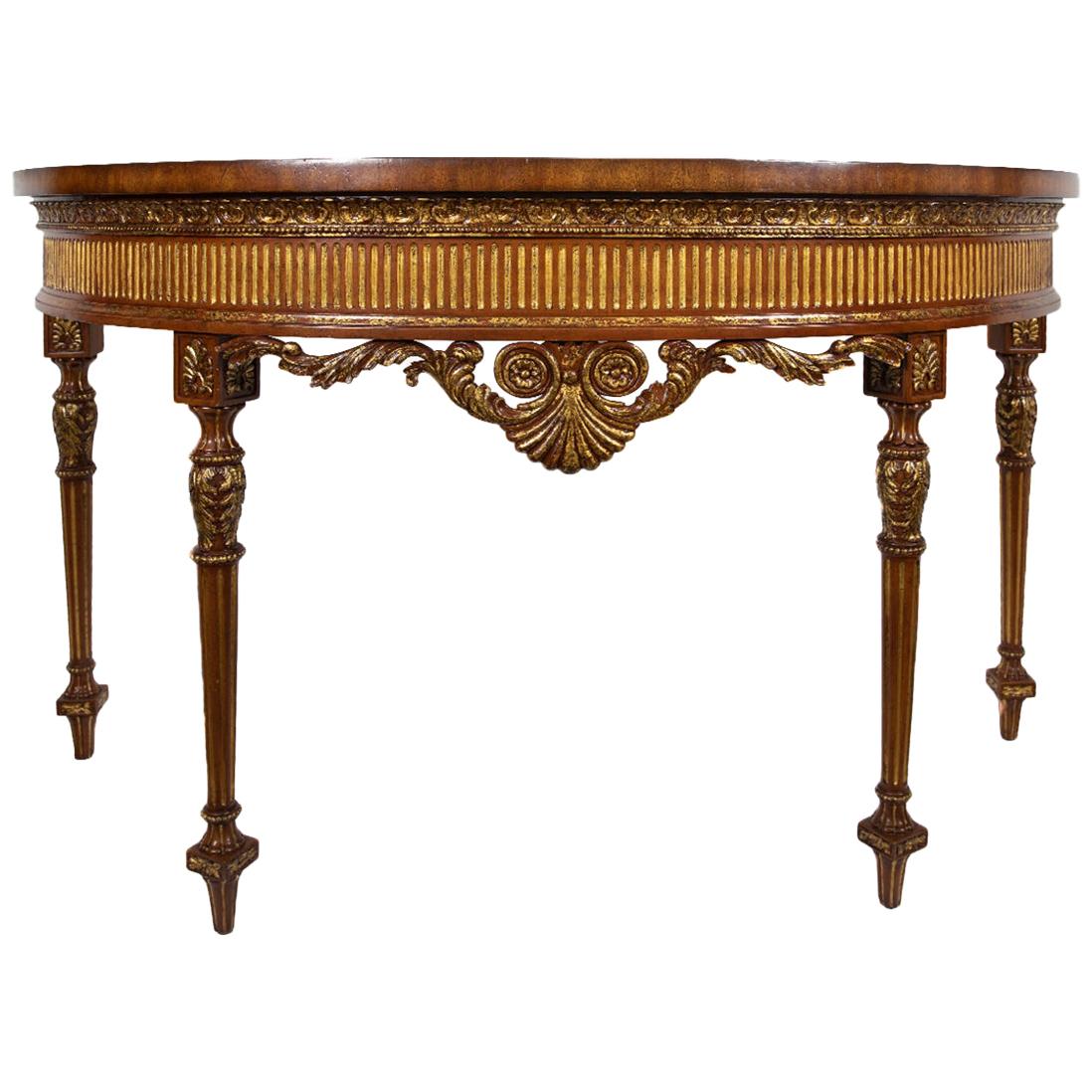 Maitland Smith Demilune Inlaid Console Table For Sale