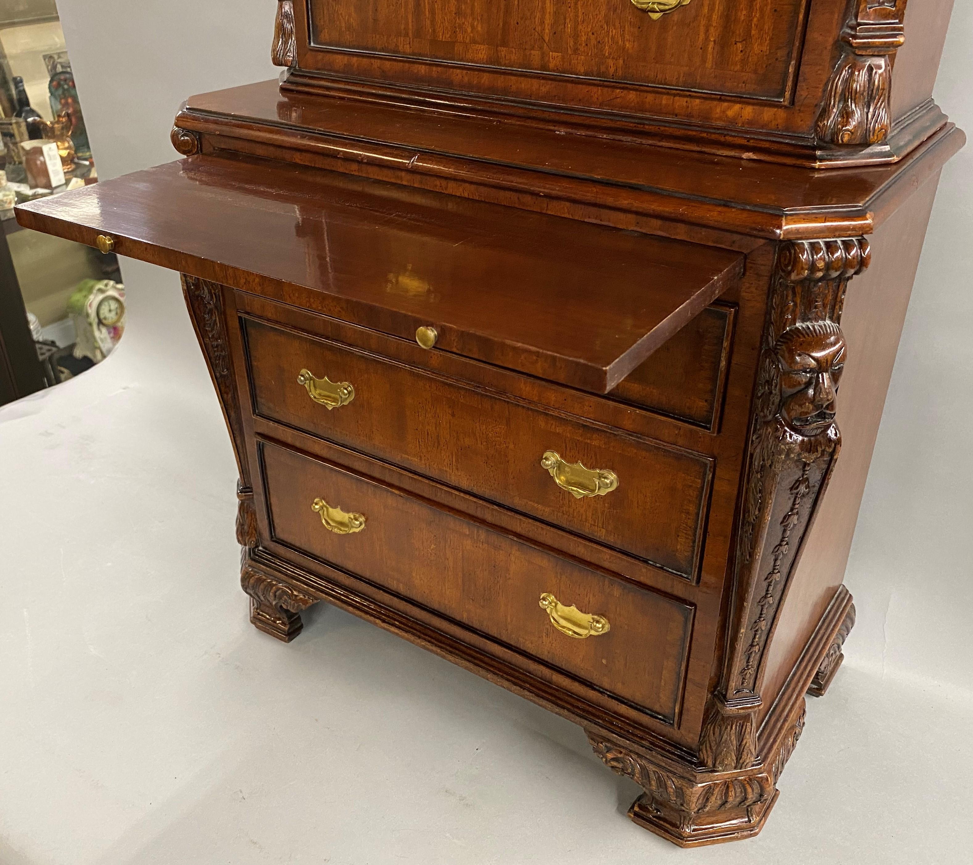 Maitland Smith Diminutive Two Part Mahogany Chest on Chest or Jewelry Chest In Excellent Condition For Sale In Milford, NH