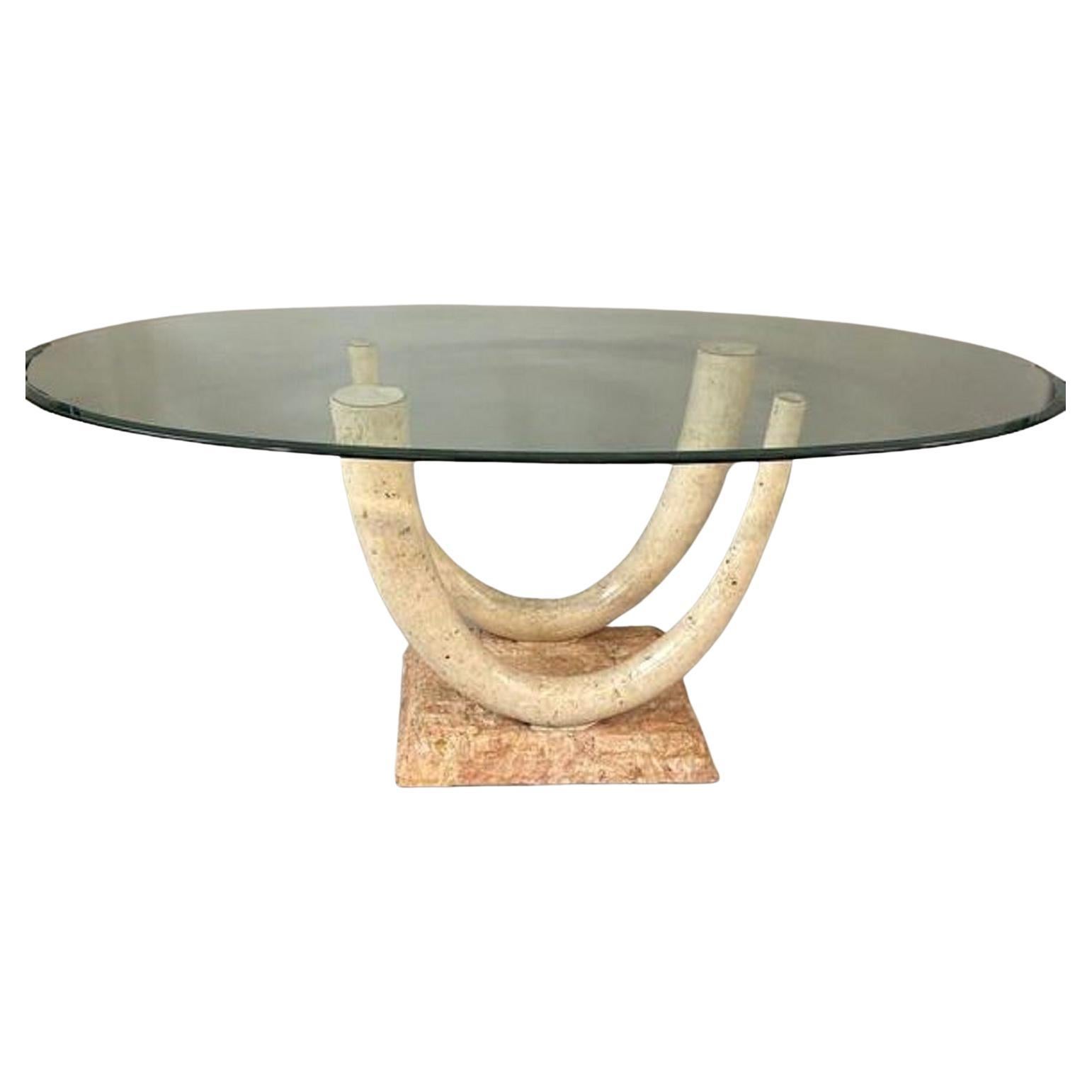Maitland Smith dining table in marble and fossil stone, USA, 1980s