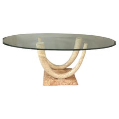 Maitland Smith dining table in marble and fossil stone, USA, 1980s