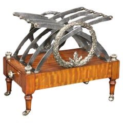 Used Maitland Smith Directoire Style Silver Gilt Magazine Rack