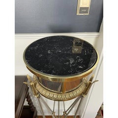 Maitland Smith Directorie Style Steel and Brass Gueridon Pedestal With Marble To