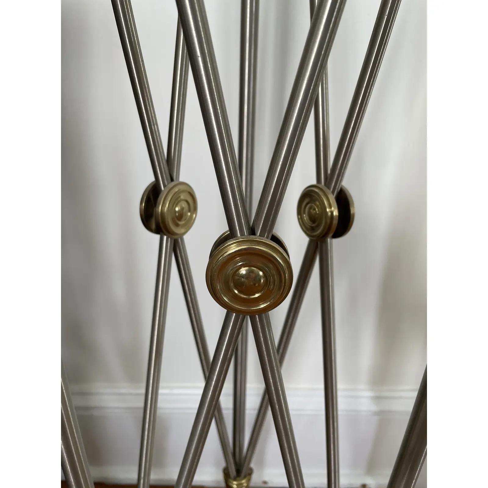 Directoire Maitland Smith Directorie Style Steel and Brass Gueridon Pedestal With Marble To