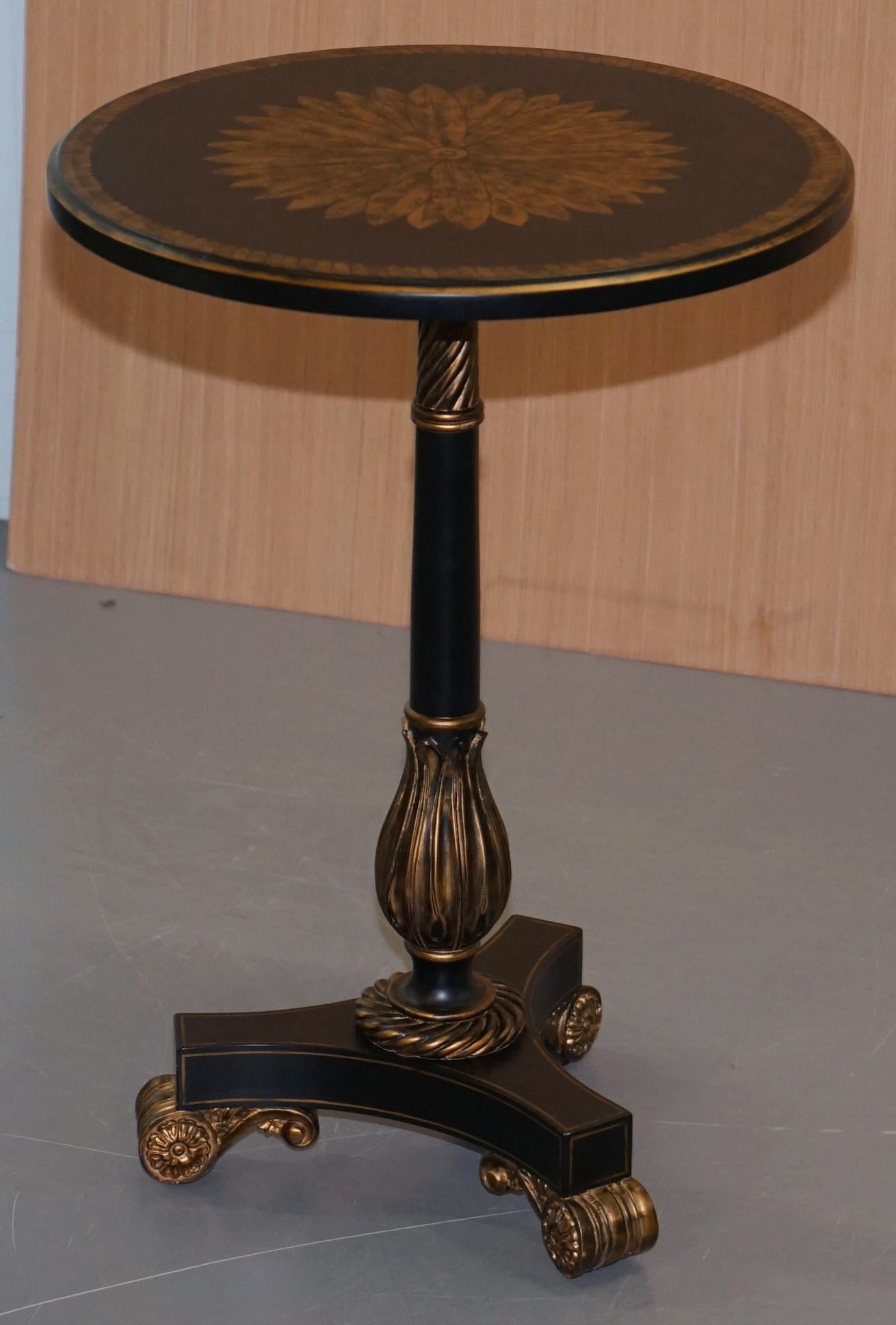 Modern Maitland-Smith Ebsonised Sunburst Side Lamp End Wine Table Stunning Black Gold