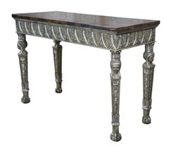 Maitland Smith Egyptian Revival Faux Marble Ball & Claw Sofa Hall Console Table