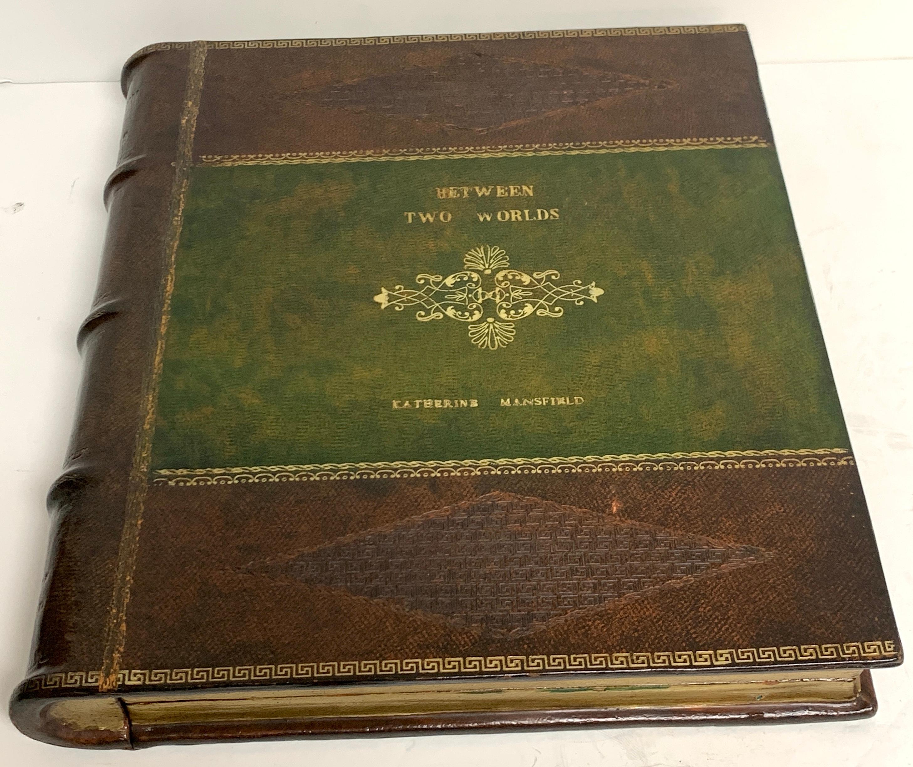 Maitland Smith Embossed Leather Book Motif Double Photograph Frame 1
