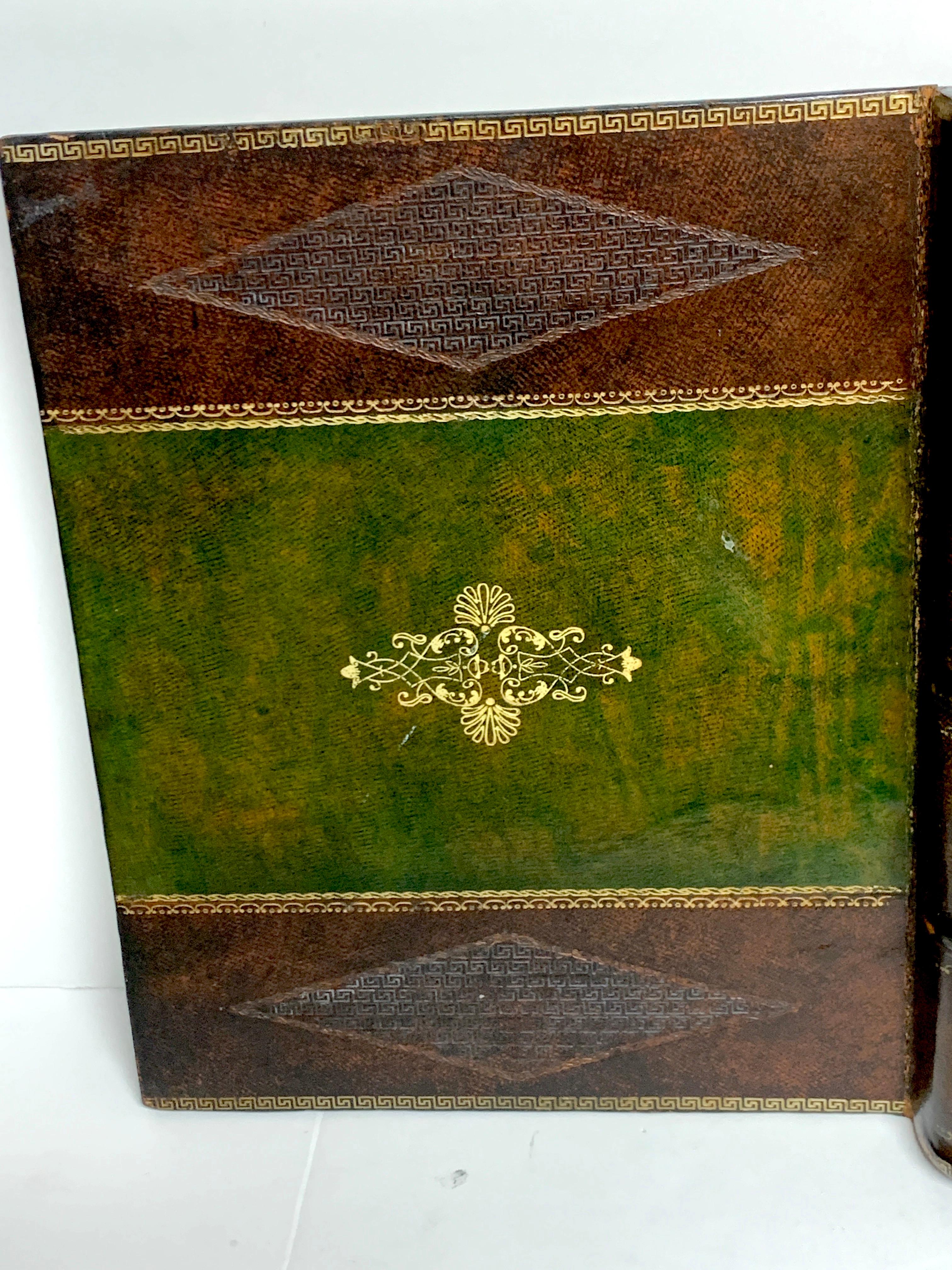 Maitland Smith Embossed Leather Book Motif Double Photograph Frame 2