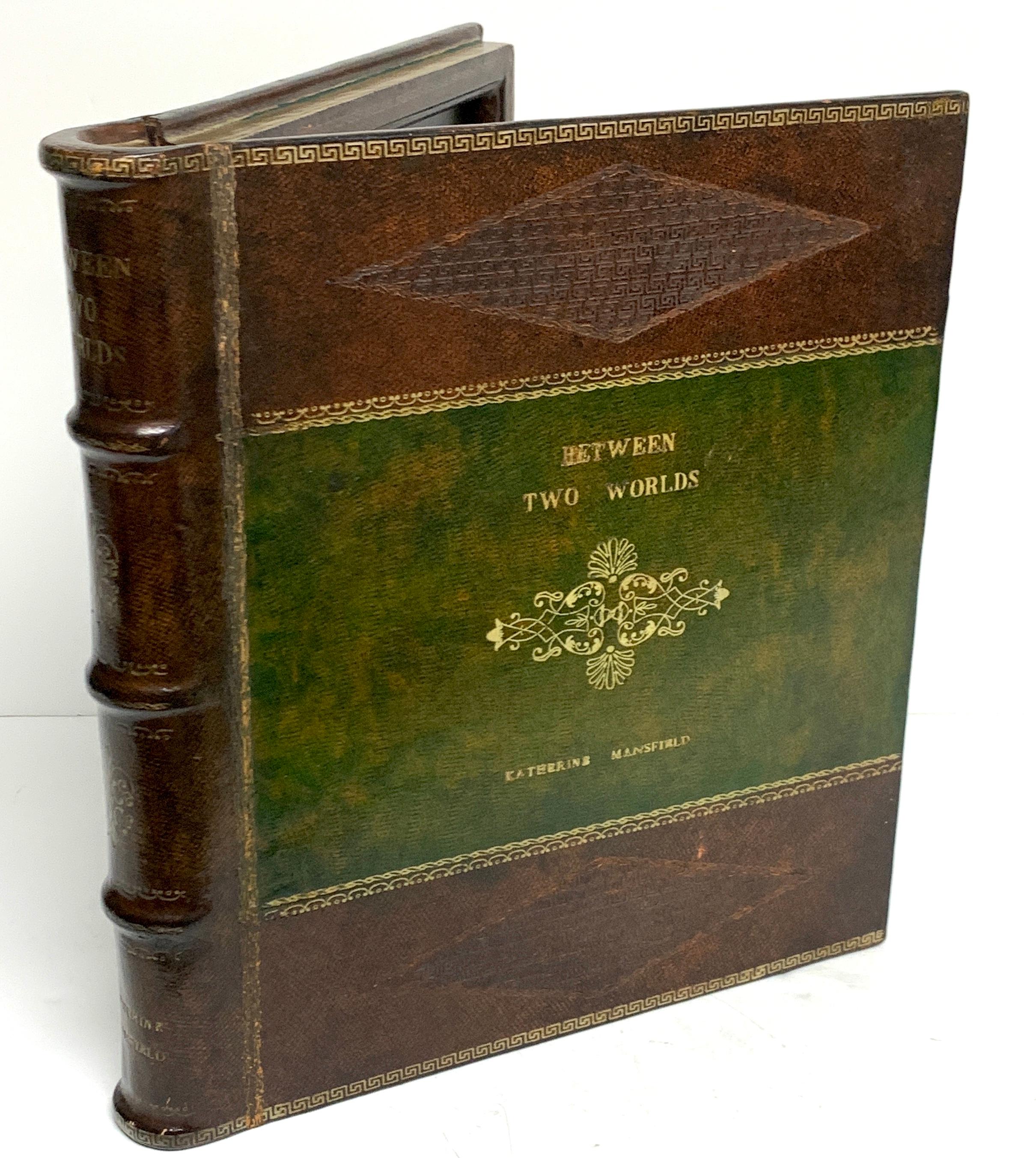 Maitland Smith Embossed Leather Book Motif Double Photograph Frame 4