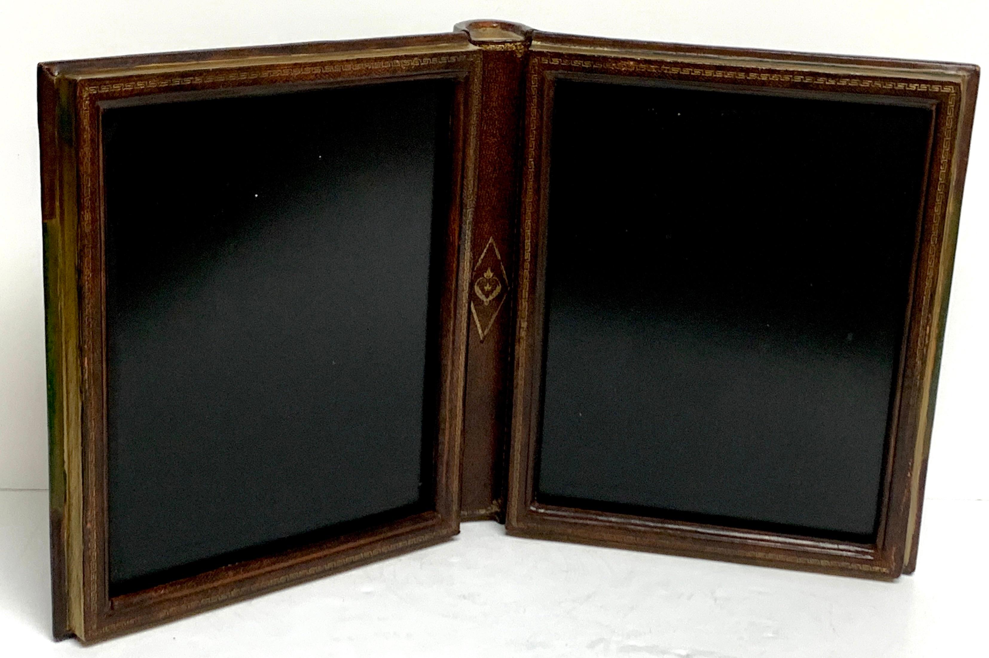 leather double picture frame