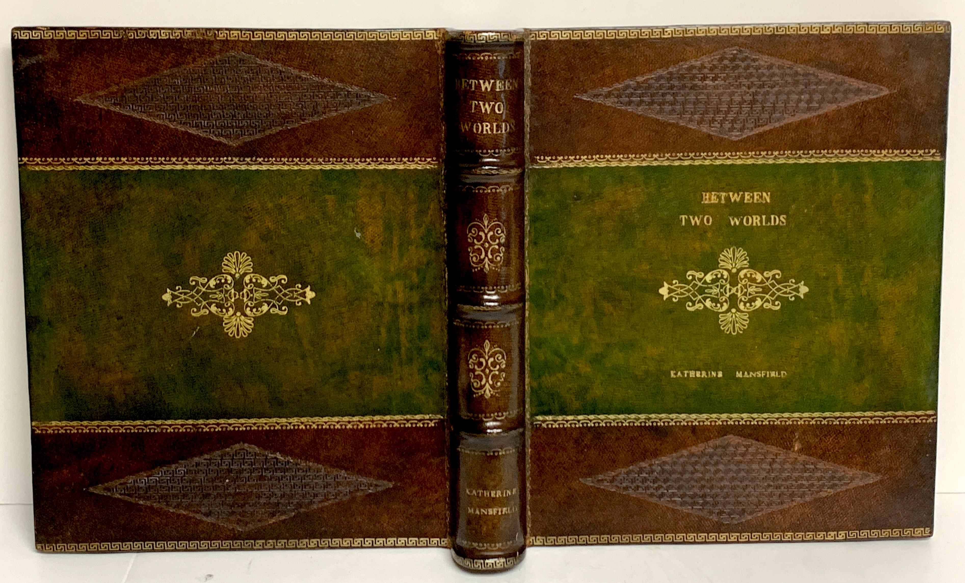 Glass Maitland Smith Embossed Leather Book Motif Double Photograph Frame