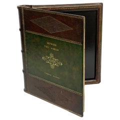 Maitland Smith Embossed Leather Book Motif Double Photograph Frame