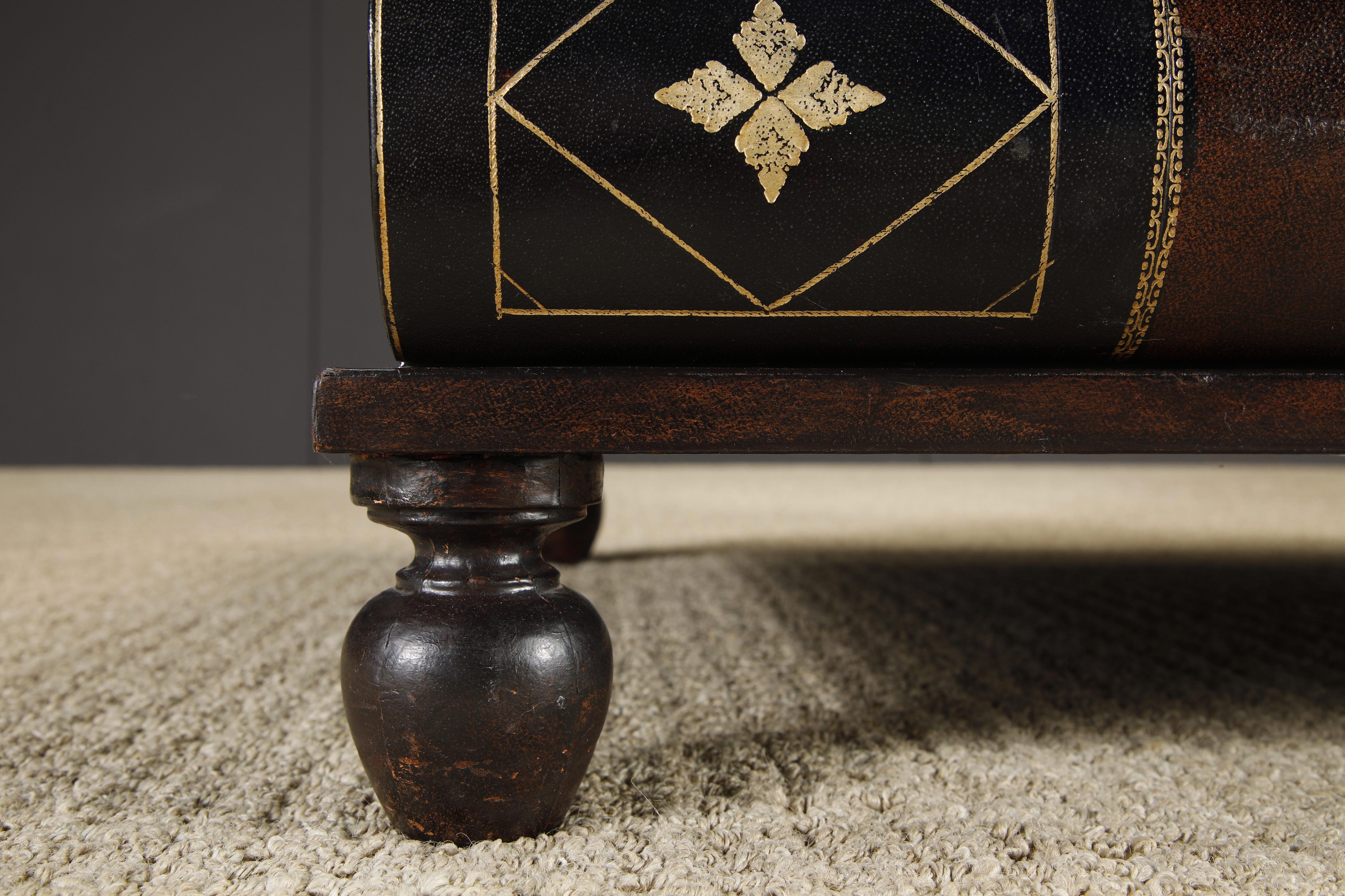 Maitland Smith Embossed Leather Stacked Books Trompe-l'œil Coffee Table, Signed For Sale 12