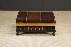 Maitland Smith Embossed Leather Stacked Books Trompe-l'œil Coffee Table, Signed