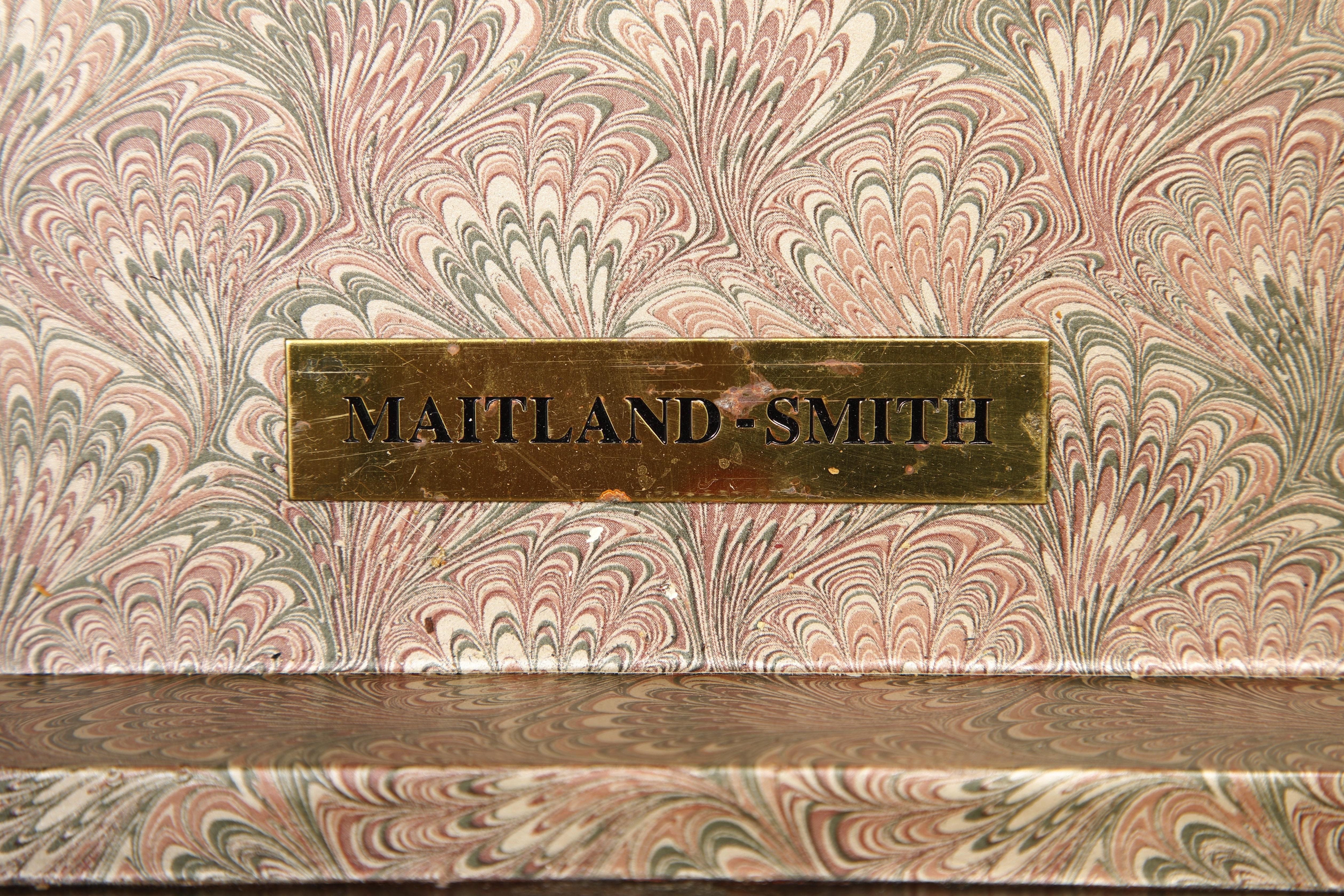 Maitland Smith Embossed Leather Stacked Books Trompe-l'œil Coffee Table, Signed For Sale 14