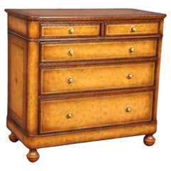 Maitland Smith Embossed Leather Wrapped Chest of Drawers Commode 