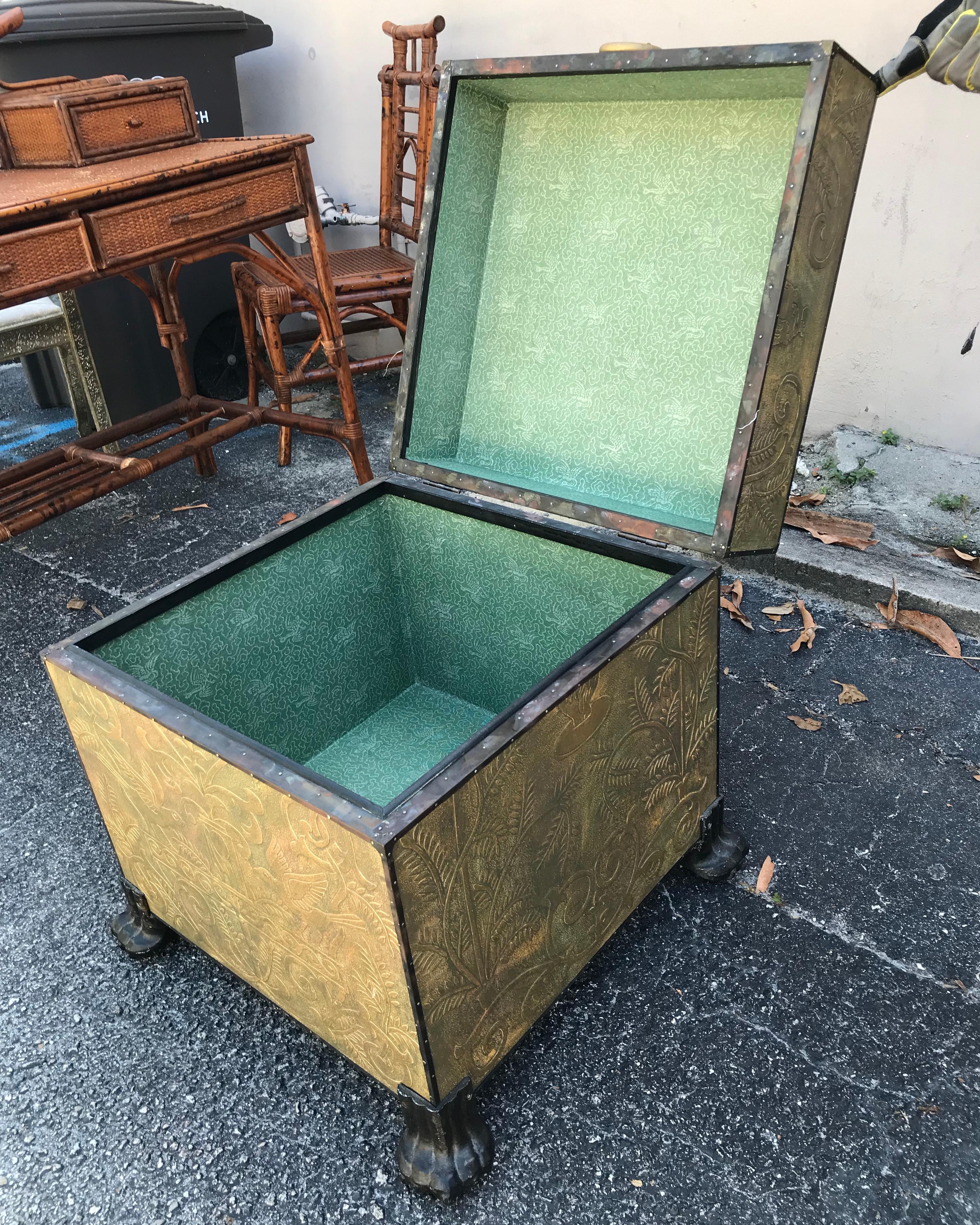 Mid-20th Century Maitland Smith Embossed Storage Trunk/ Table