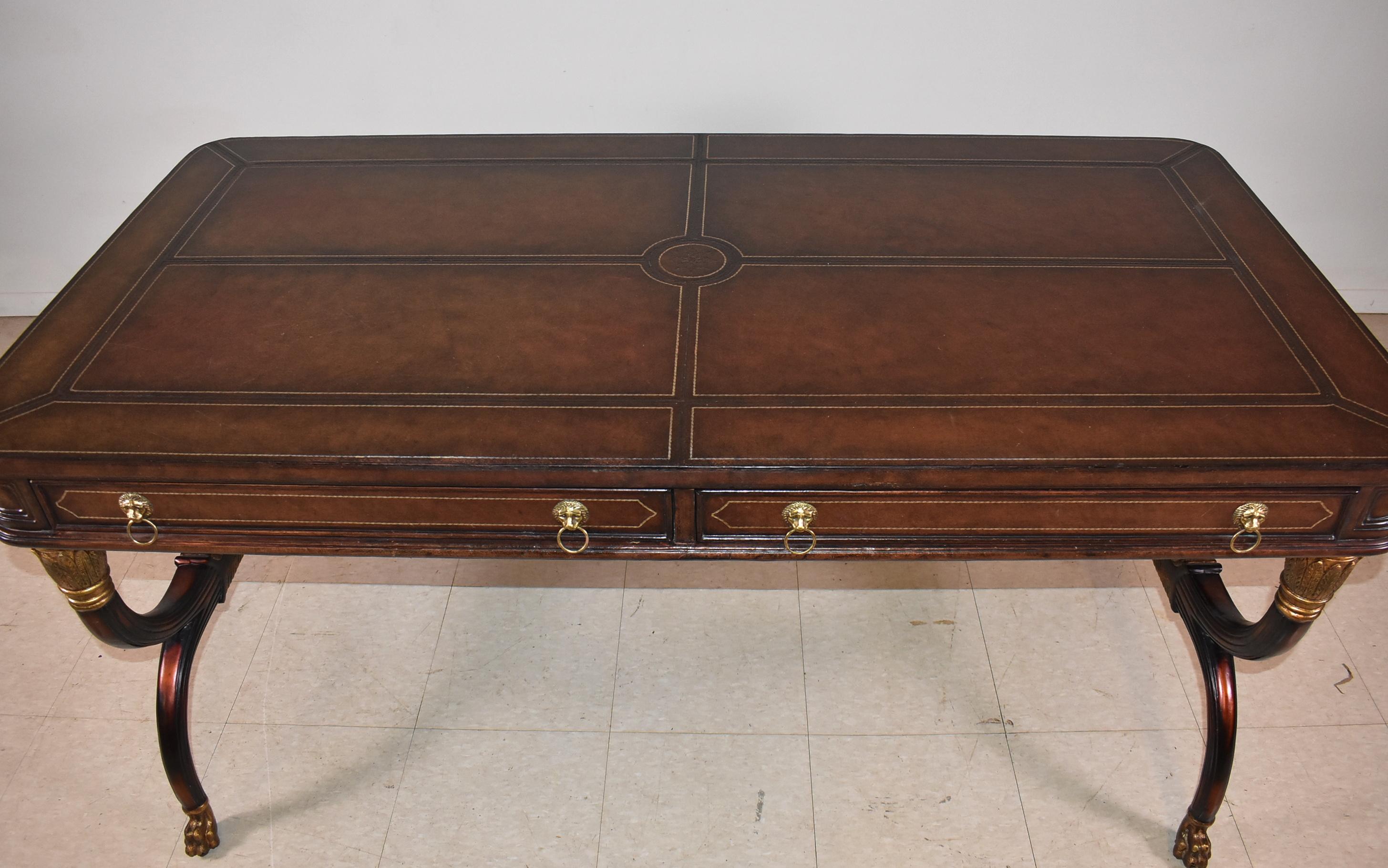 Maitland Smith Empire Style Schreibtisch mit Lederplatte im Angebot 3