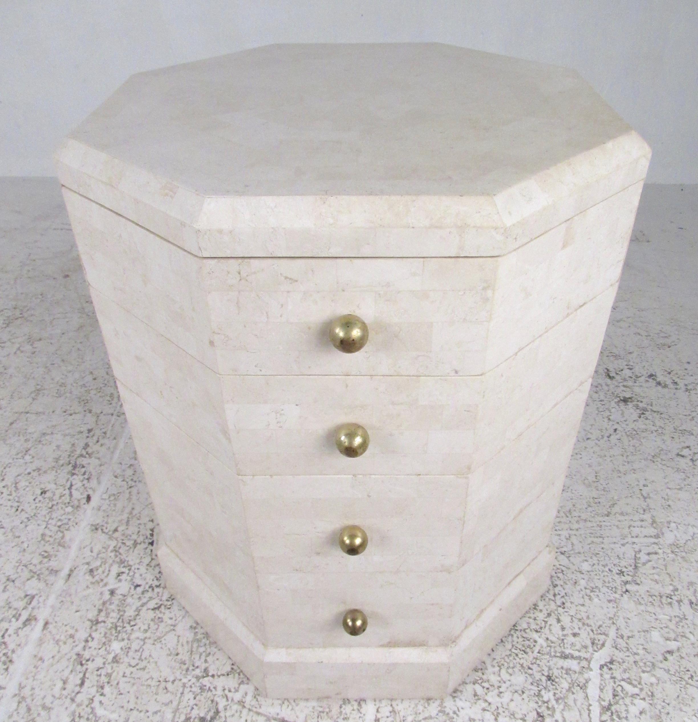 Stone Maitland-Smith End Table with Drawers