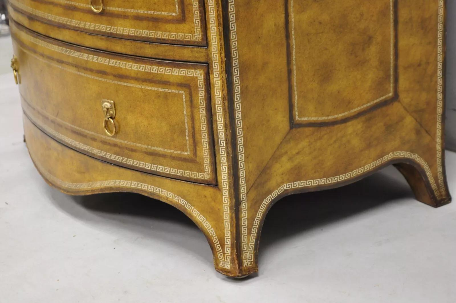Maitland Smith English Georgian Leather Wrapped Bow Front Chest of Drawers 6