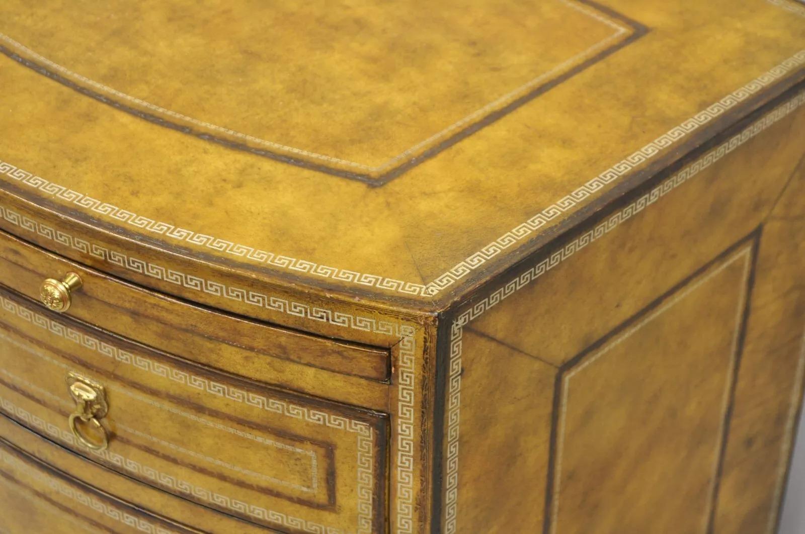 Maitland Smith English Georgian Leather Wrapped Bow Front Chest of Drawers 2