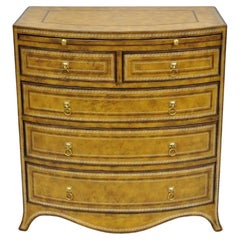 Maitland Smith English Georgian Leather Wrapped Bow Front Chest of Drawers